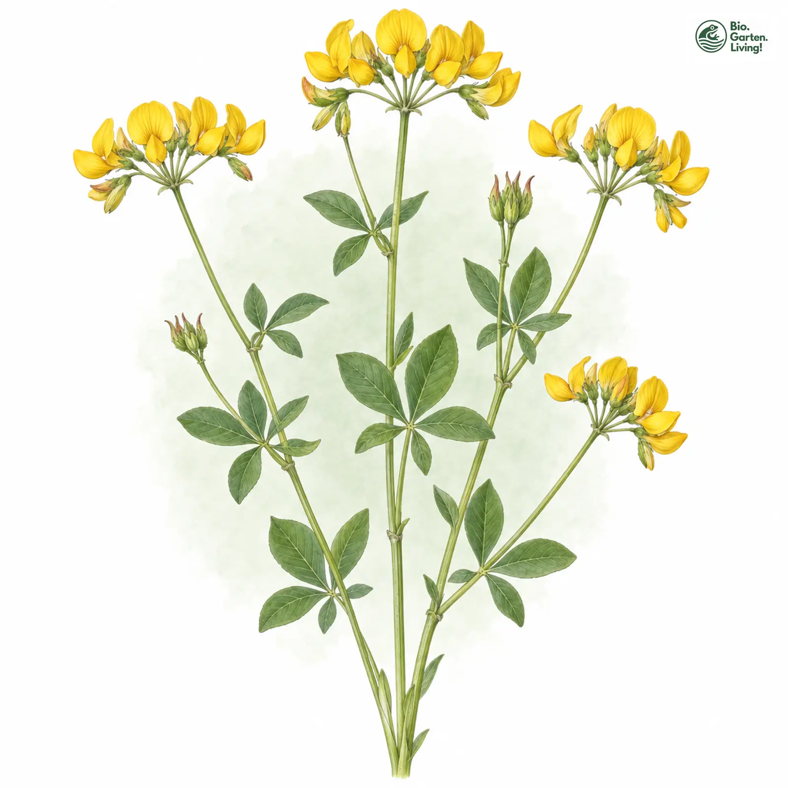 Aquarellzeichnung: Sumpf-Hornklee (Lotus pedunculatus)