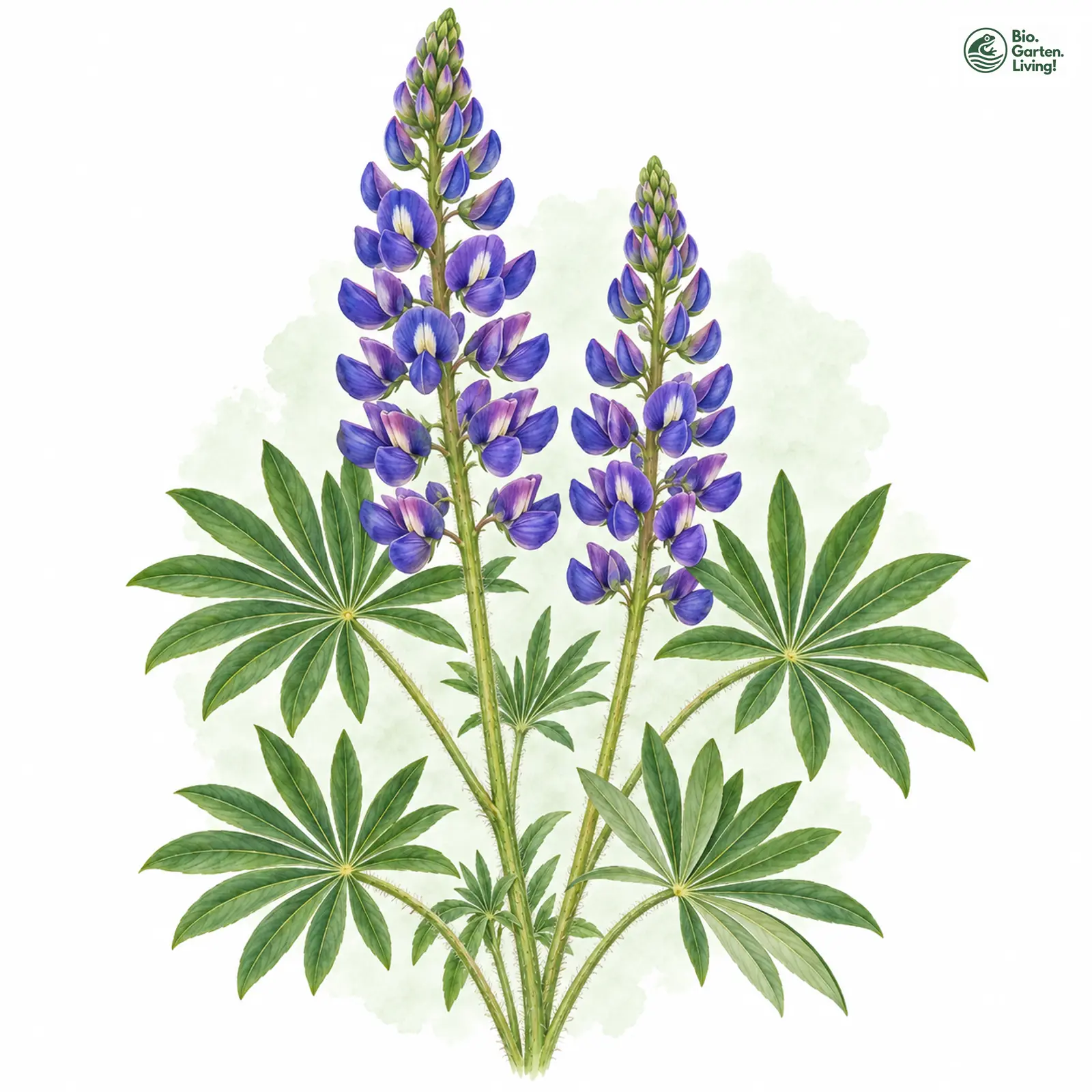 Aquarellzeichnung: Vielblättrige Lupine (Lupinus polyphyllus)