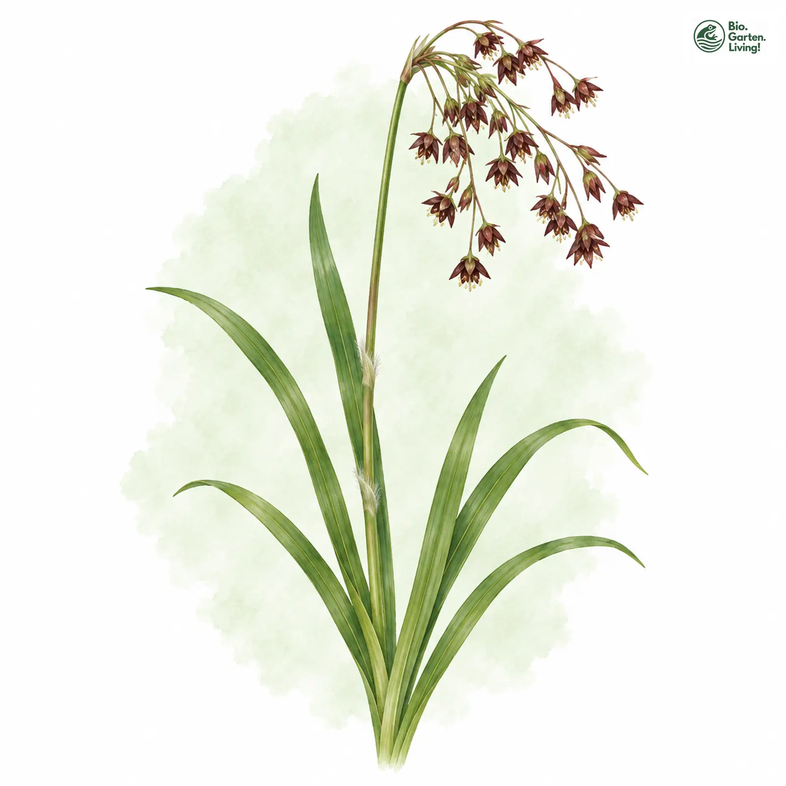 Aquarellzeichnung: Kahle Hainsimse (Luzula glabrata)