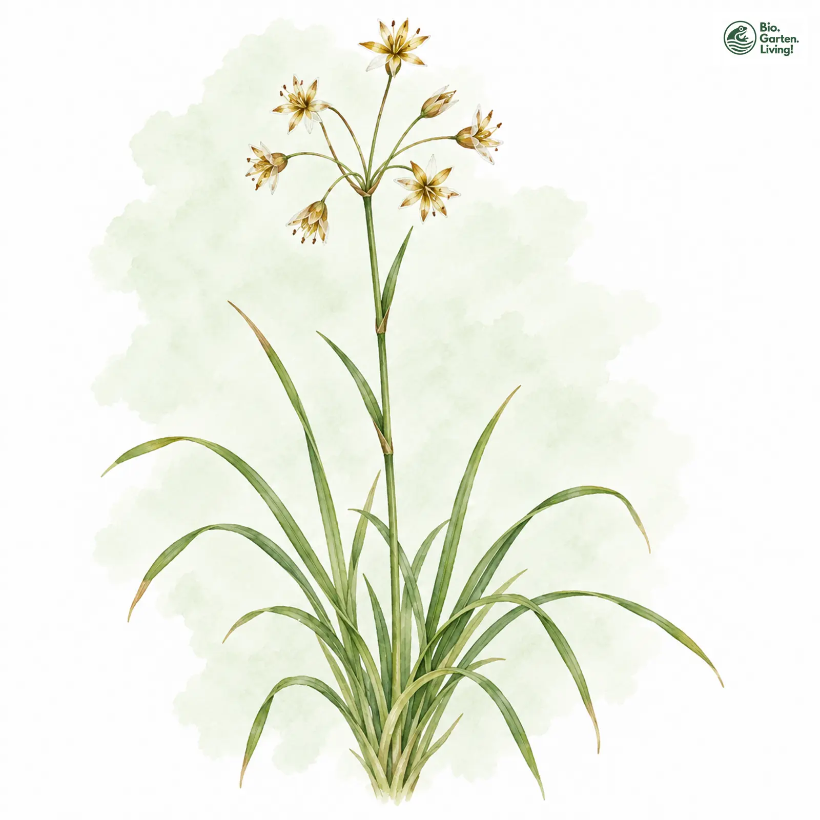 Aquarellzeichnung: Gelbliche Hainsimse (Luzula luzulina)