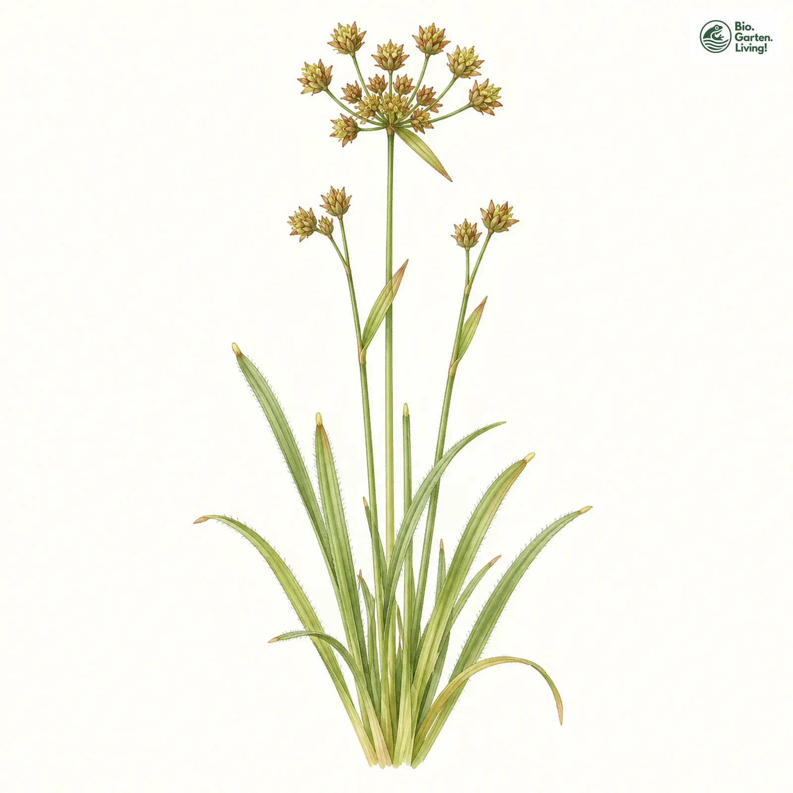 Aquarellzeichnung: Bleiche Hainsimse (Luzula pallescens)