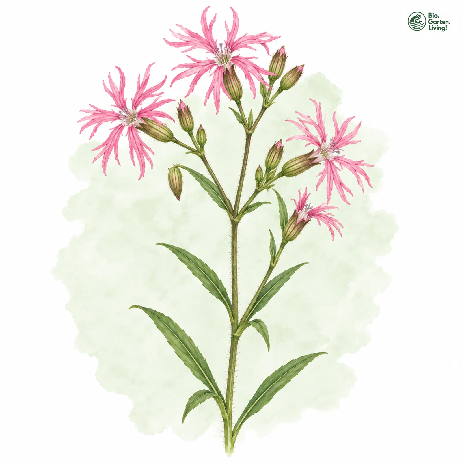 Aquarellzeichnung: Kuckucks-Lichtnelke (Lychnis flos-cuculi)