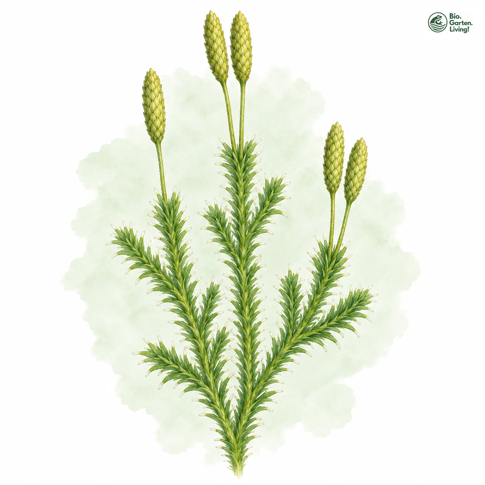 Aquarellzeichnung: Keulen-Bärlapp (Lycopodium clavatum)
