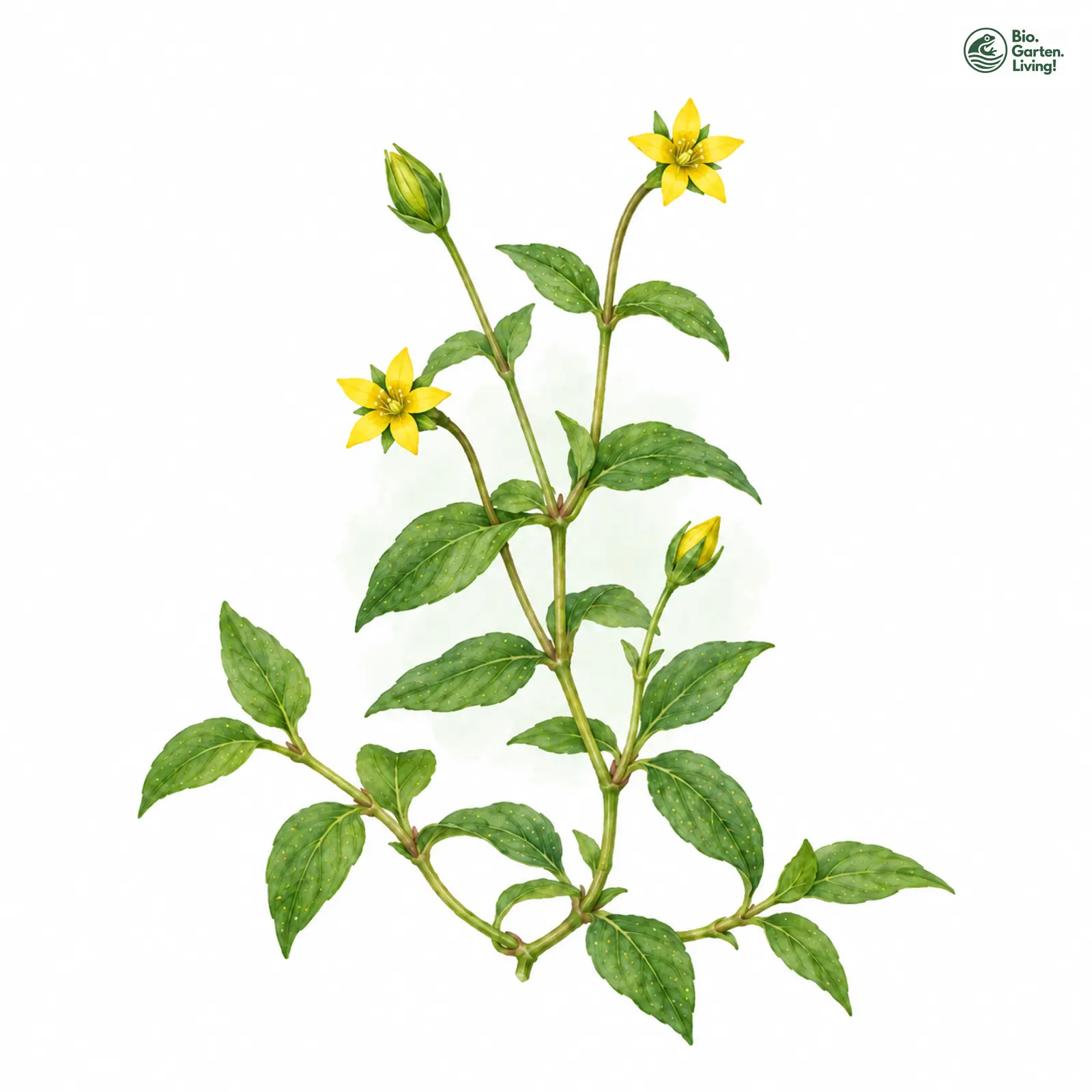 Aquarellzeichnung: Hain-Gilbweiderich (Lysimachia nemorum)