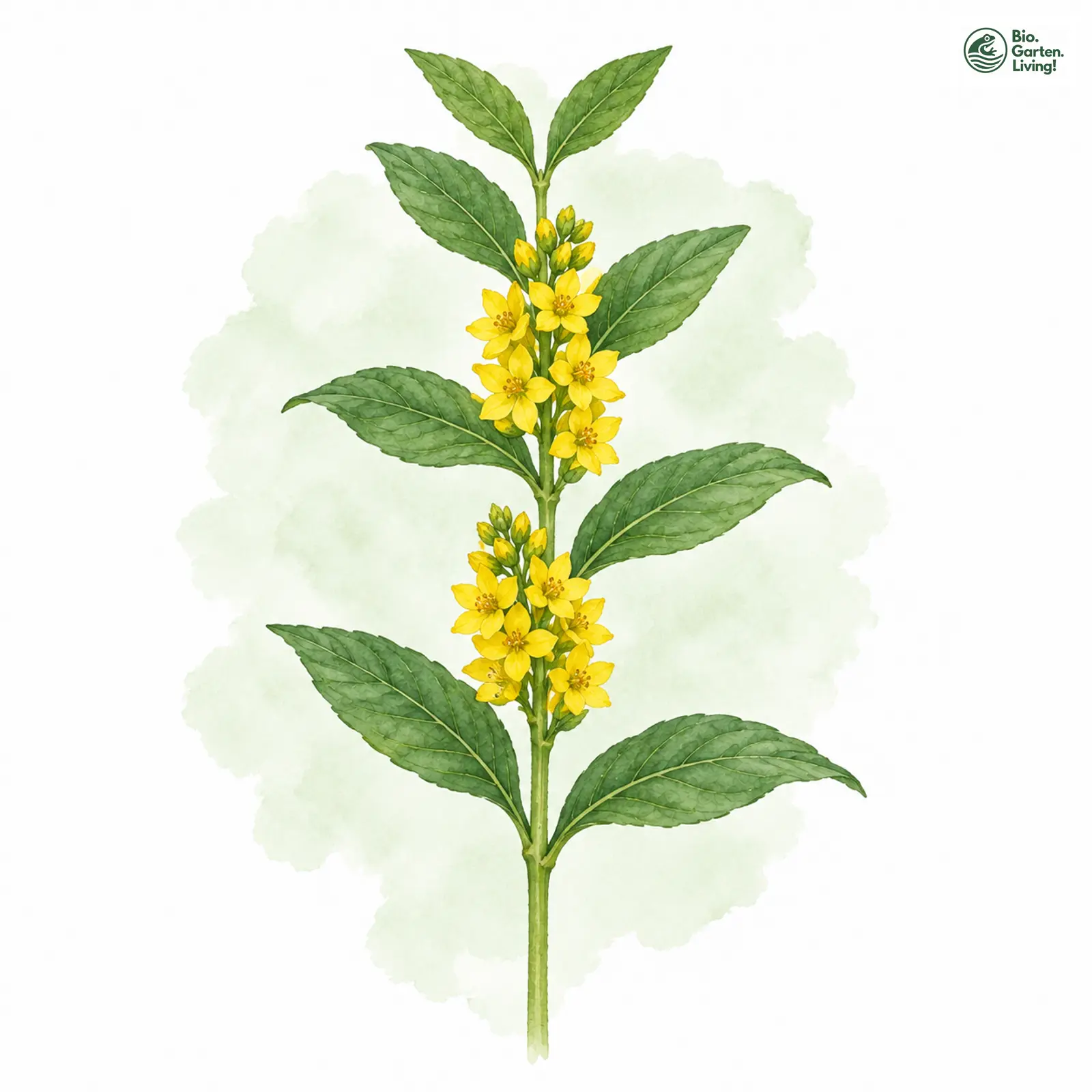 Aquarellzeichnung: Strauß-Gilbweiderich (Lysimachia thyrsiflora)