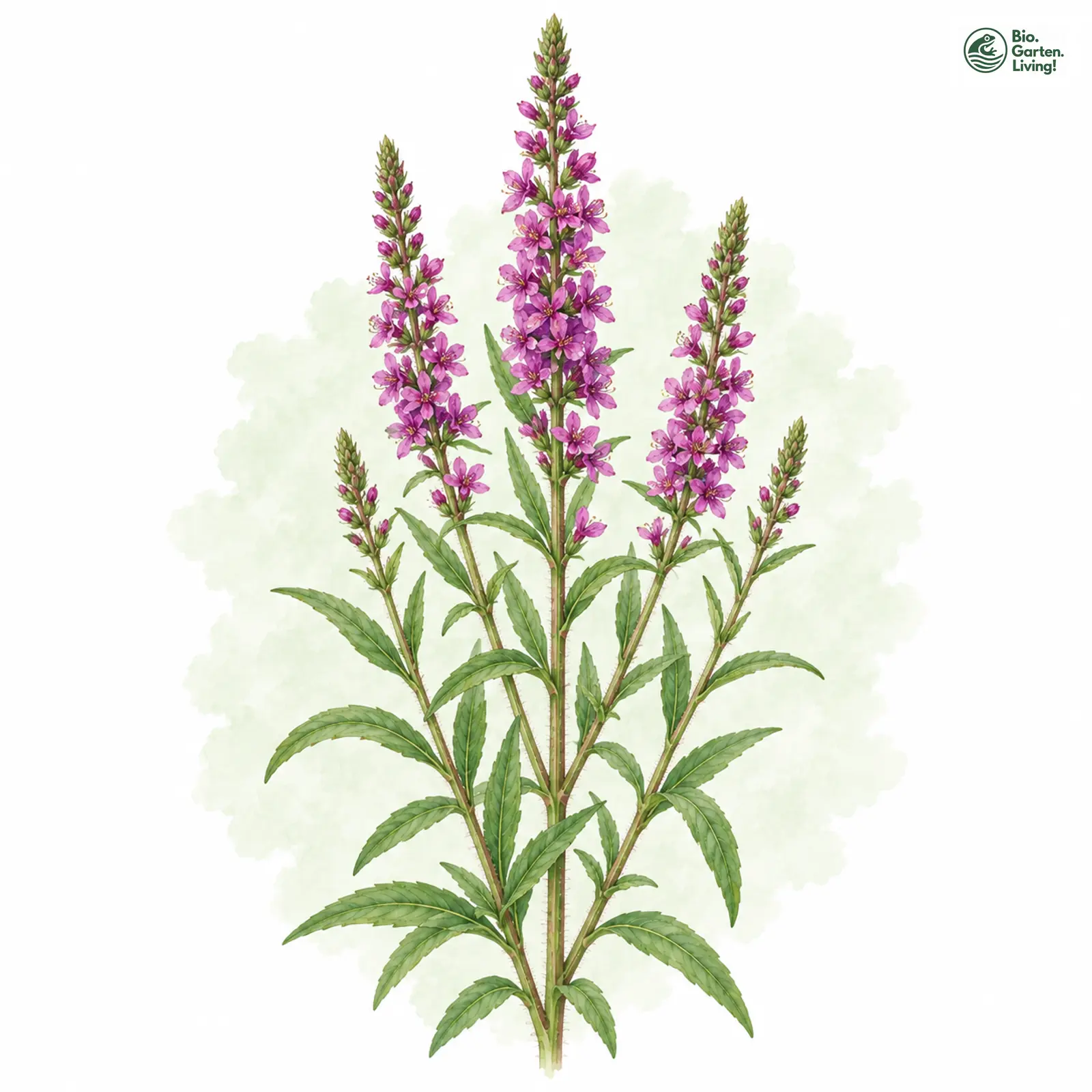 Aquarellzeichnung: Gewöhnlicher Blutweiderich (Lythrum salicaria)