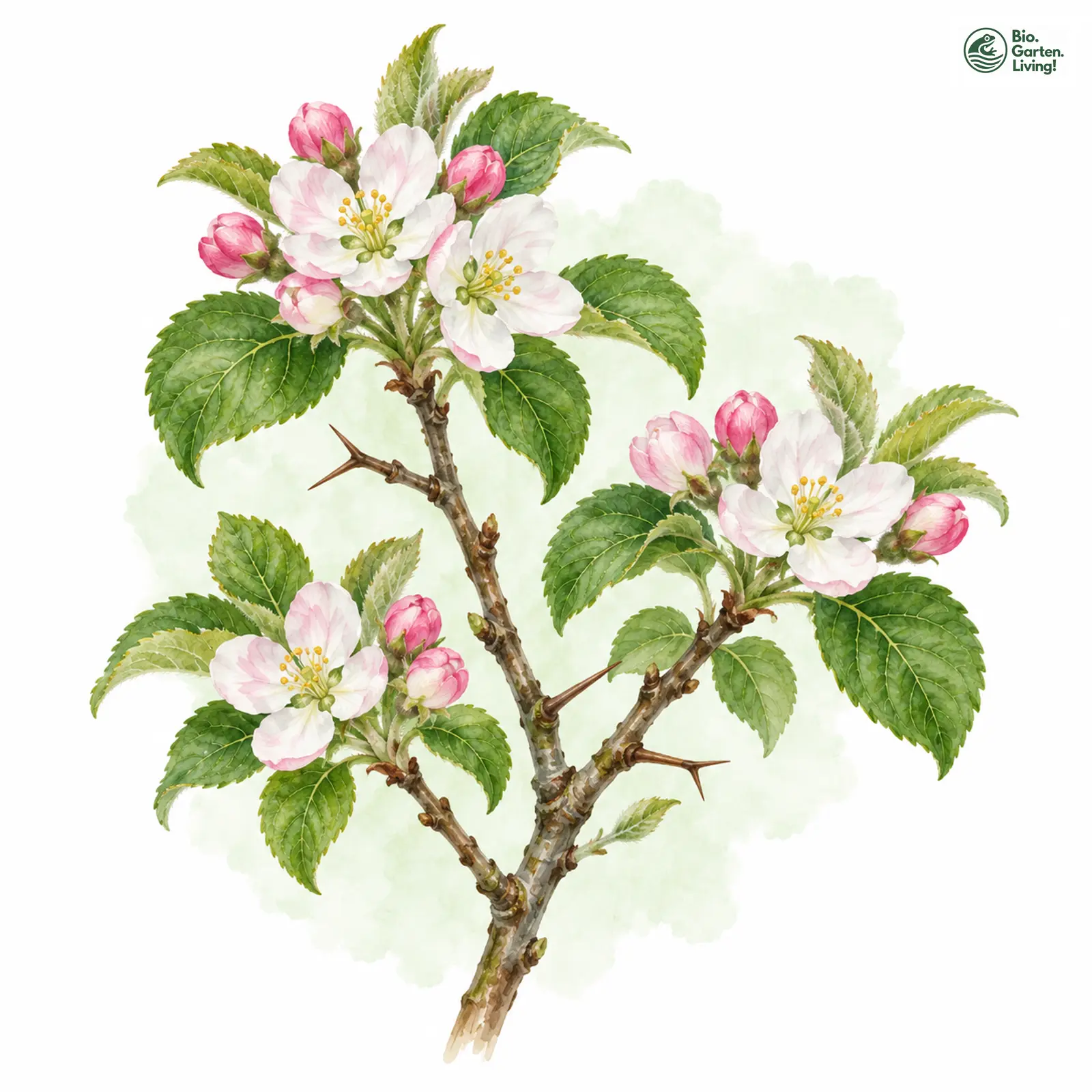 Aquarellzeichnung: Wild-Apfel (Malus sylvestris)
