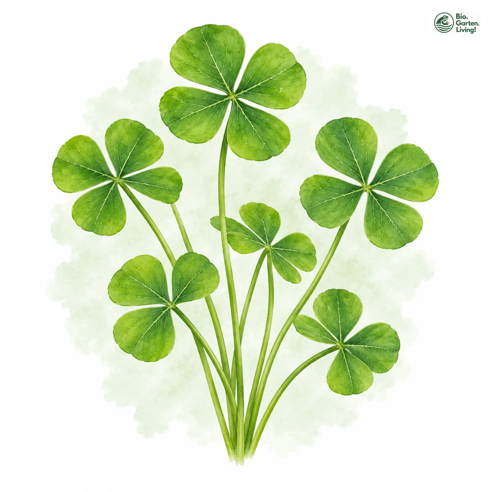 Aquarellzeichnung: Vierblättriger Kleefarn (Marsilea quadrifolia)