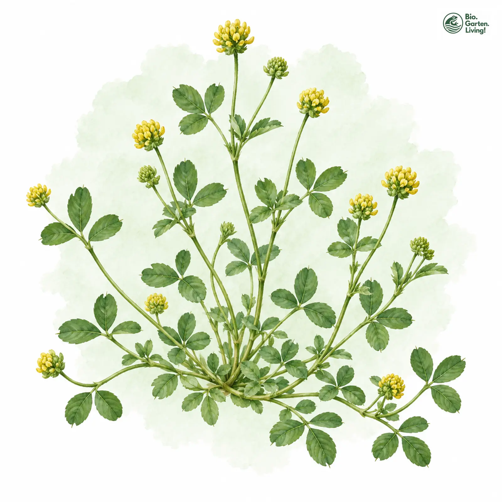 Aquarellzeichnung: Hopfen-Luzerne (Medicago lupulina)