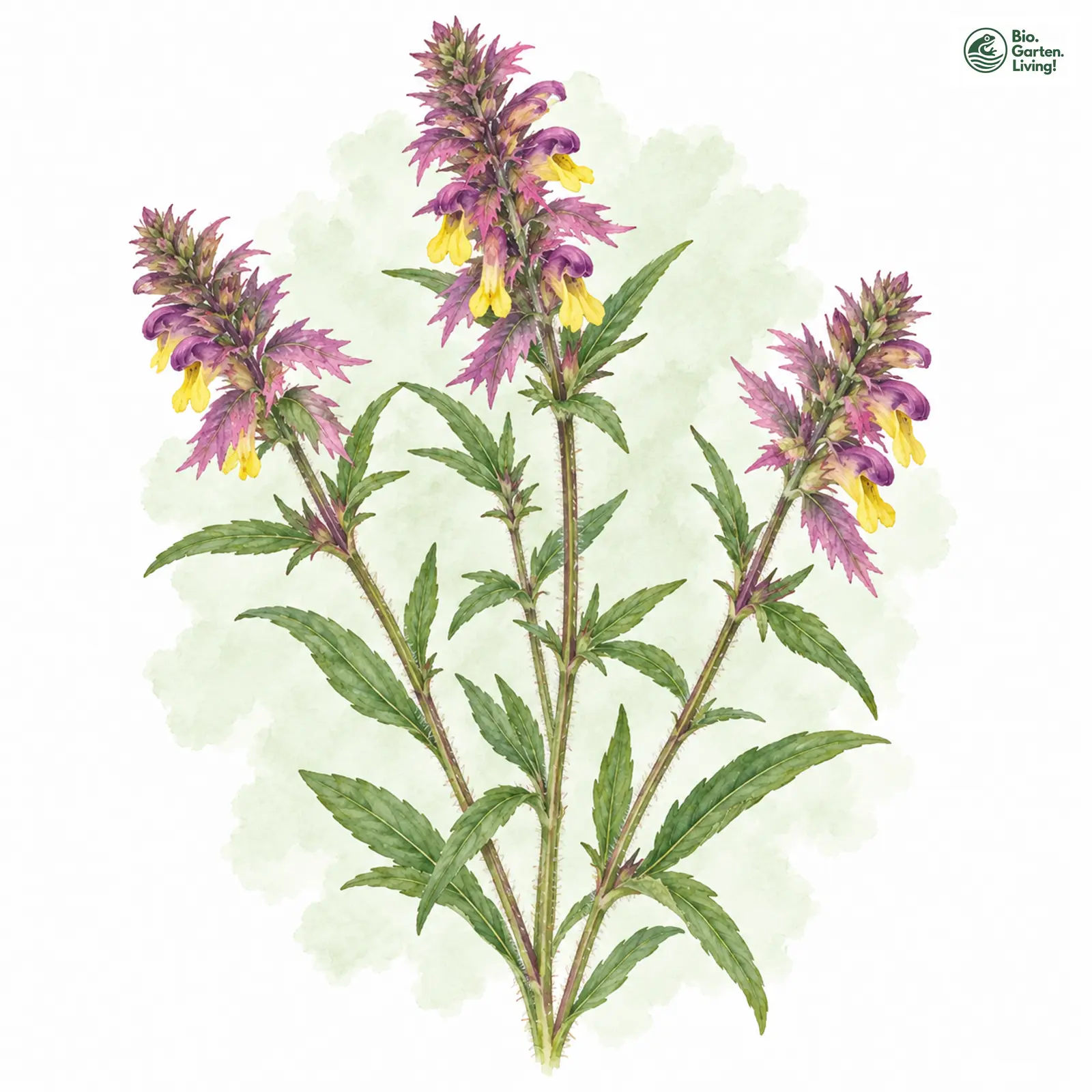 Aquarellzeichnung: Acker-Wachtelweizen (Melampyrum arvense)
