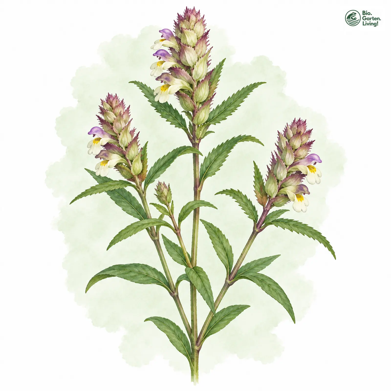 Aquarellzeichnung: Kamm-Wachtelweizen (Melampyrum cristatum)