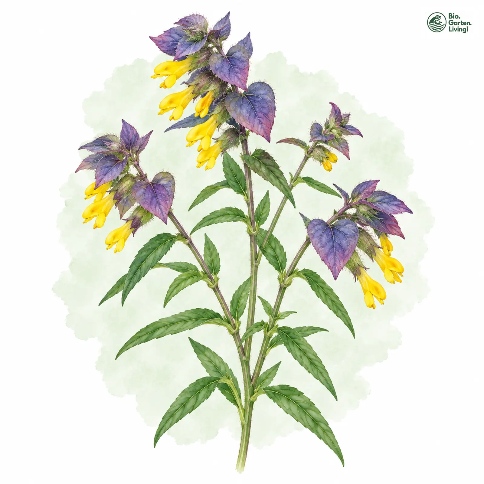 Aquarellzeichnung: Hain-Wachtelweizen (Melampyrum nemorosum)