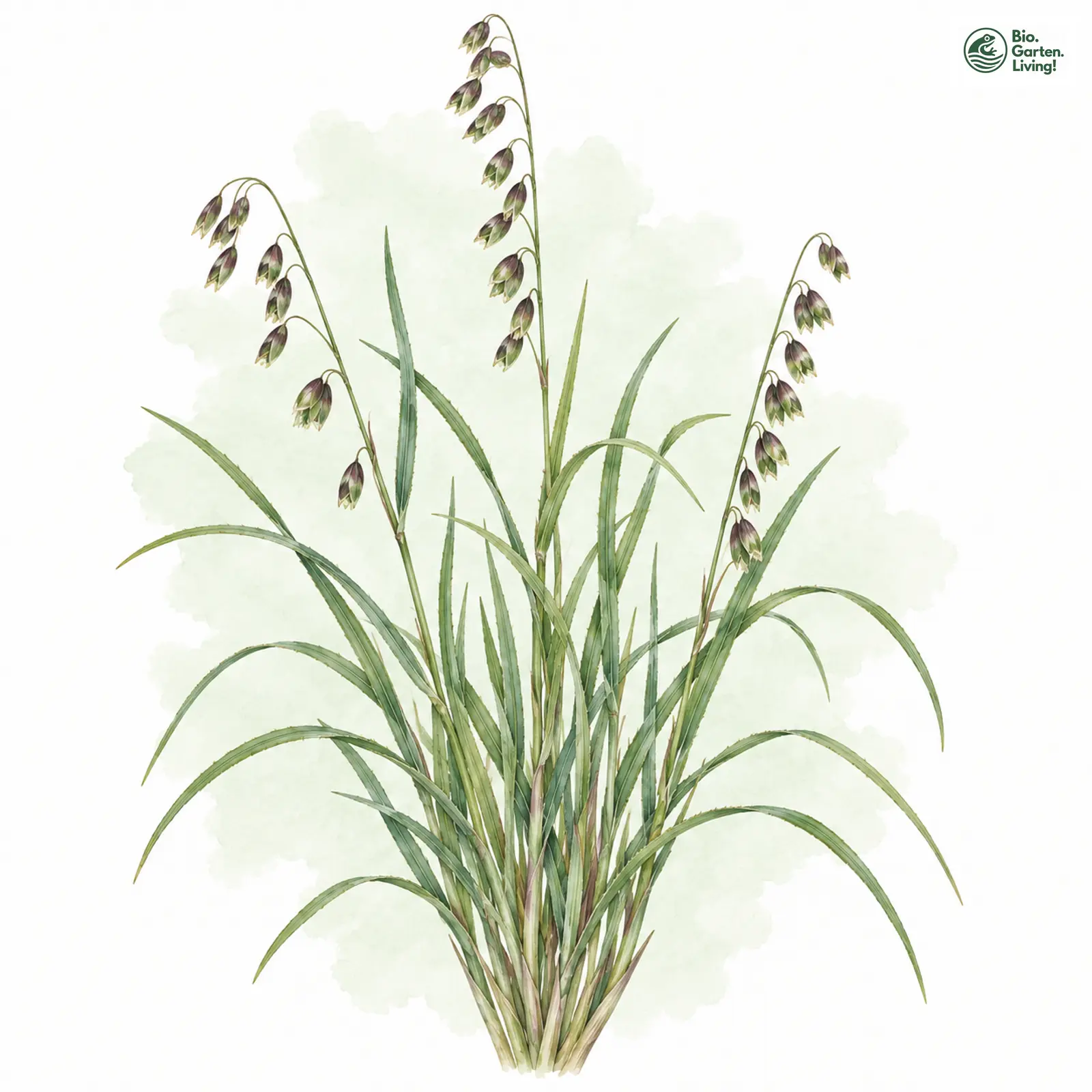 Aquarellzeichnung: Buntes Perlgras (Melica picta)