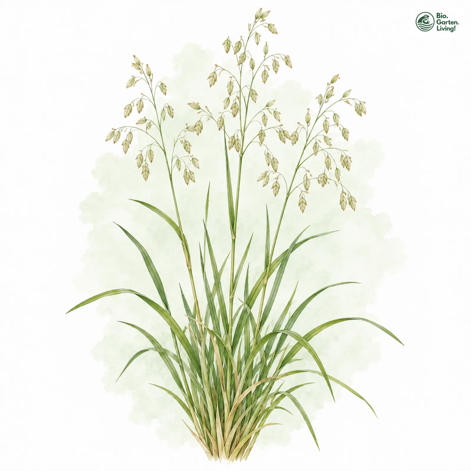 Aquarellzeichnung: Einblütiges Perlgras (Melica uniflora)