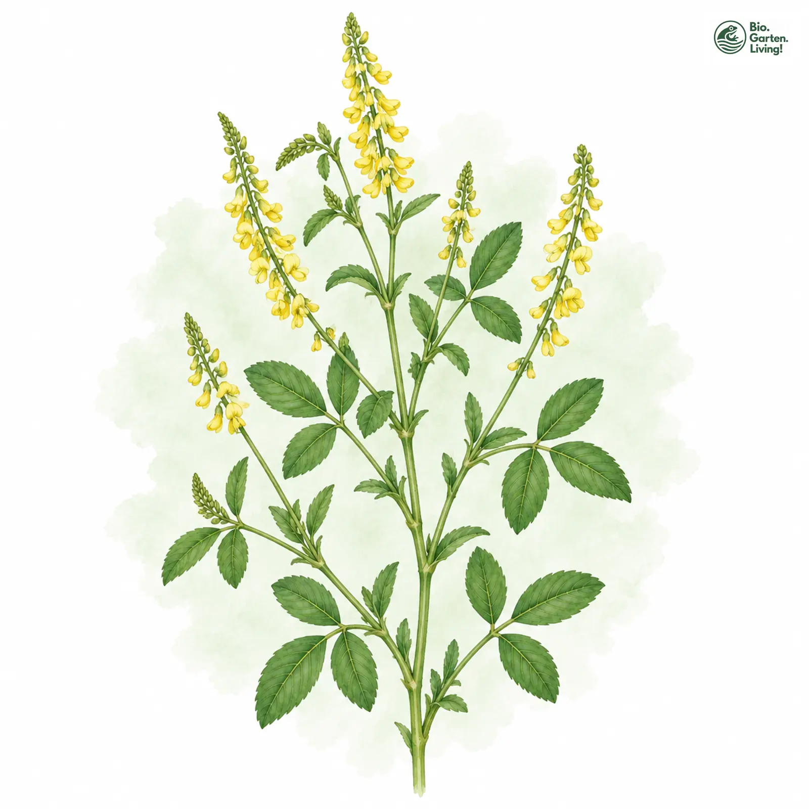 Aquarellzeichnung: Hoher Steinklee (Melilotus altissimus)