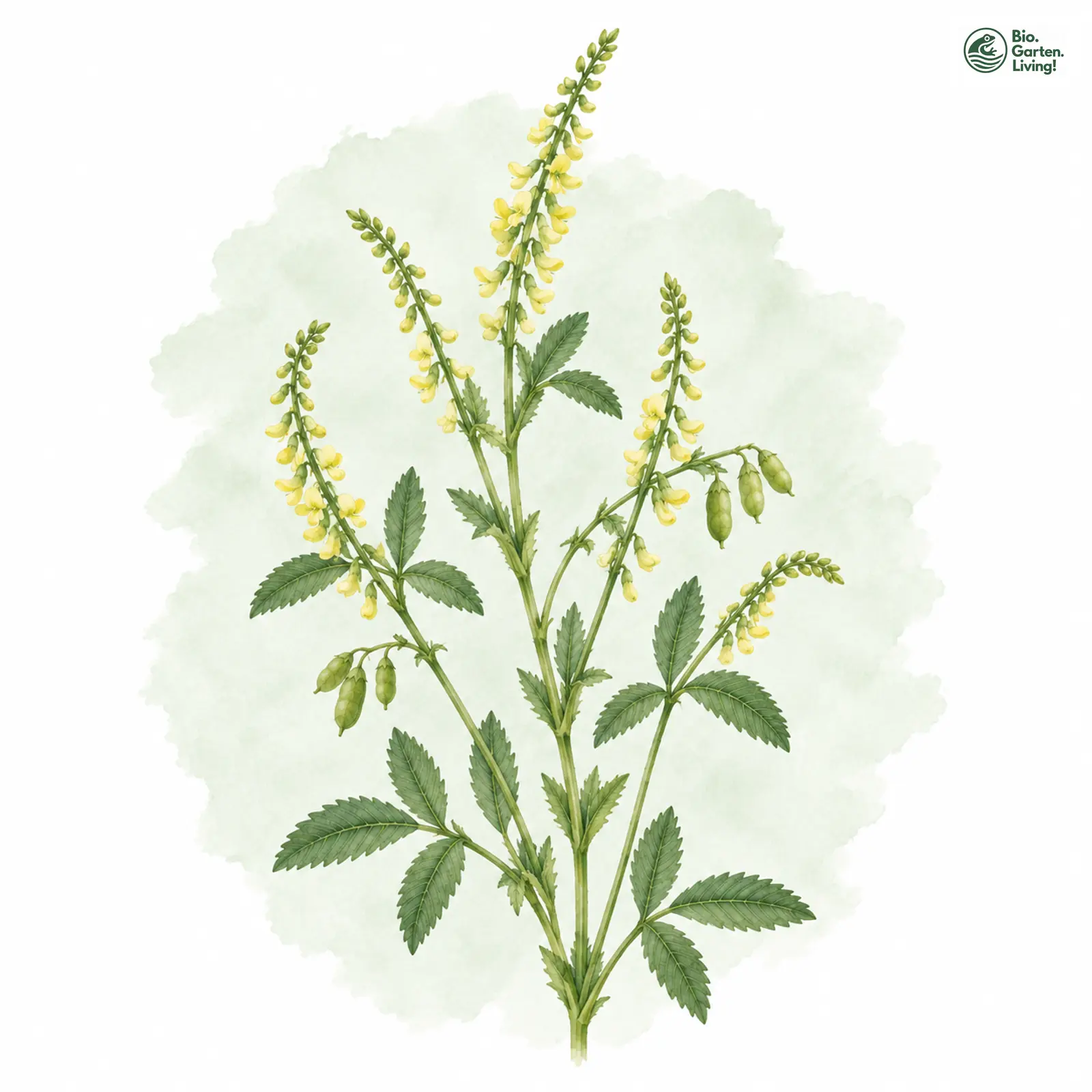 Aquarellzeichnung: Salz-Steinklee (Melilotus dentatus)