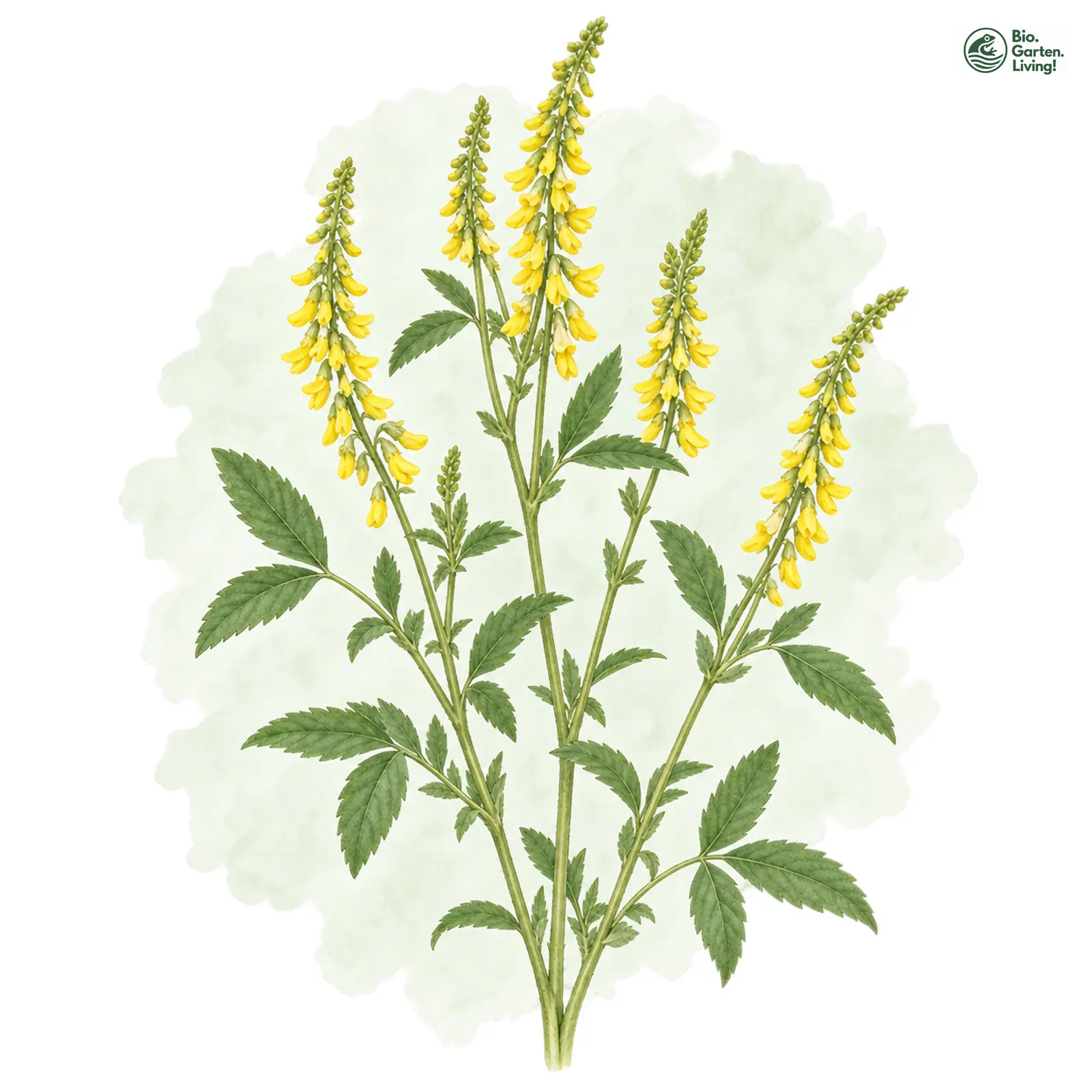 Aquarellzeichnung: Echter Steinklee (Melilotus officinalis)