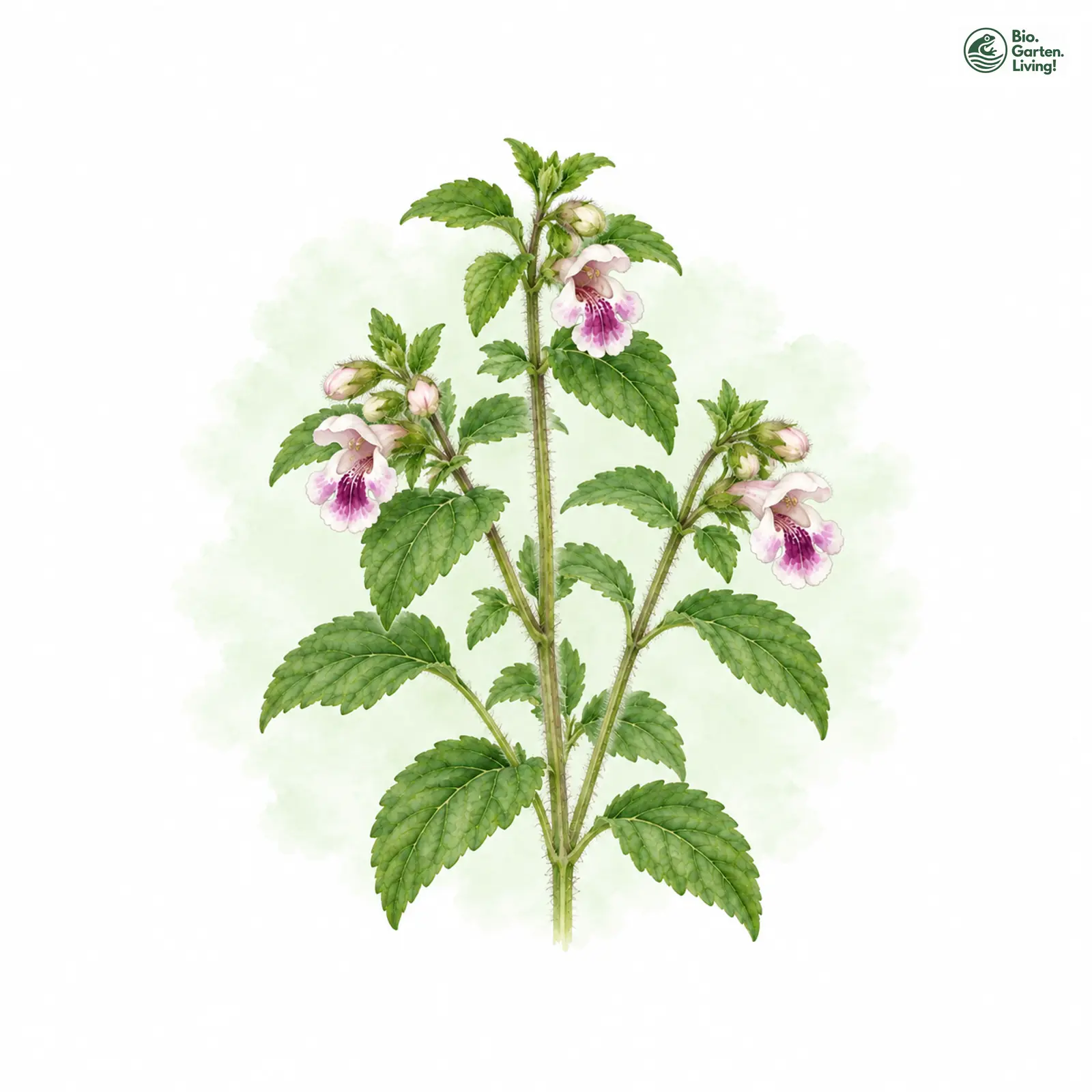 Aquarellzeichnung: Immenblatt (Melittis melissophyllum)
