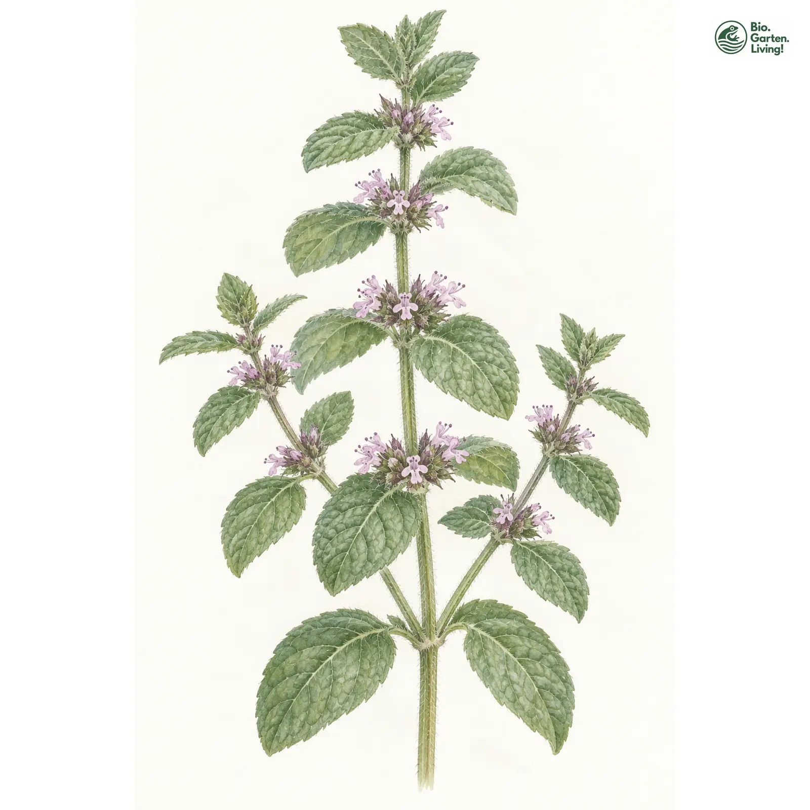 Aquarellzeichnung: Dalmatiner Minze (Mentha dalmatica)
