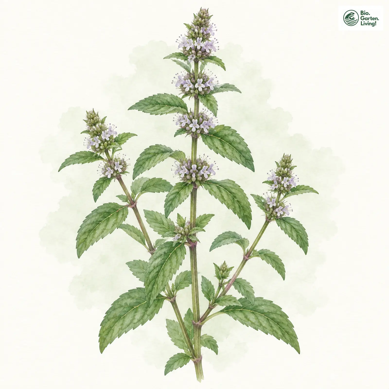 Aquarellzeichnung: Edel-Minze (Mentha gracilis)