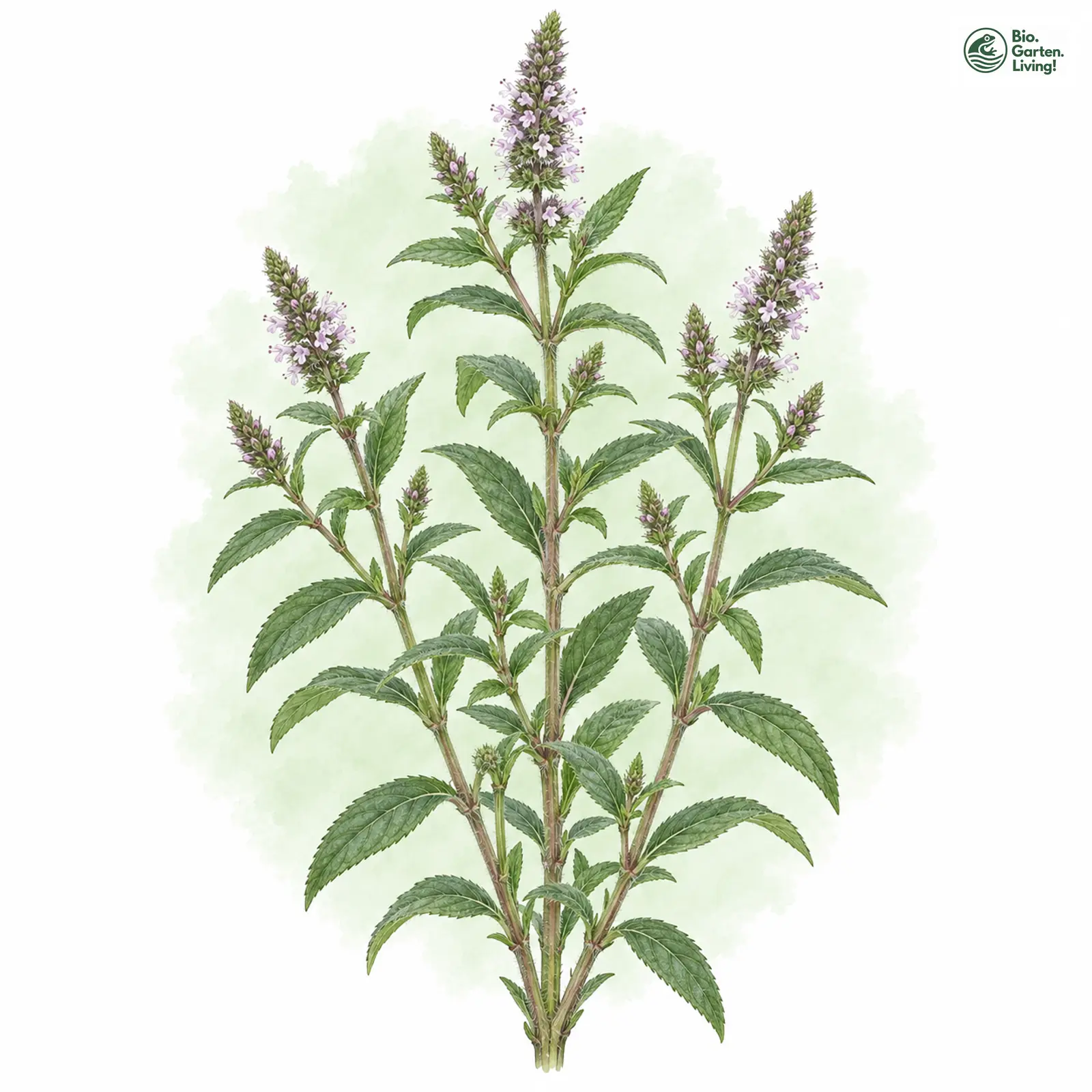 Aquarellzeichnung: Ross-Minze (Mentha longifolia)