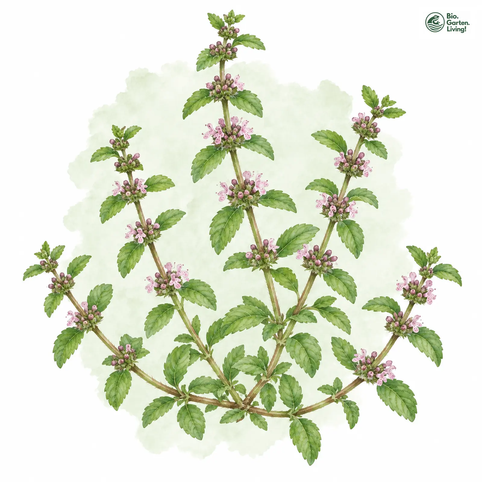 Aquarellzeichnung: Polei-Minze (Mentha pulegium)