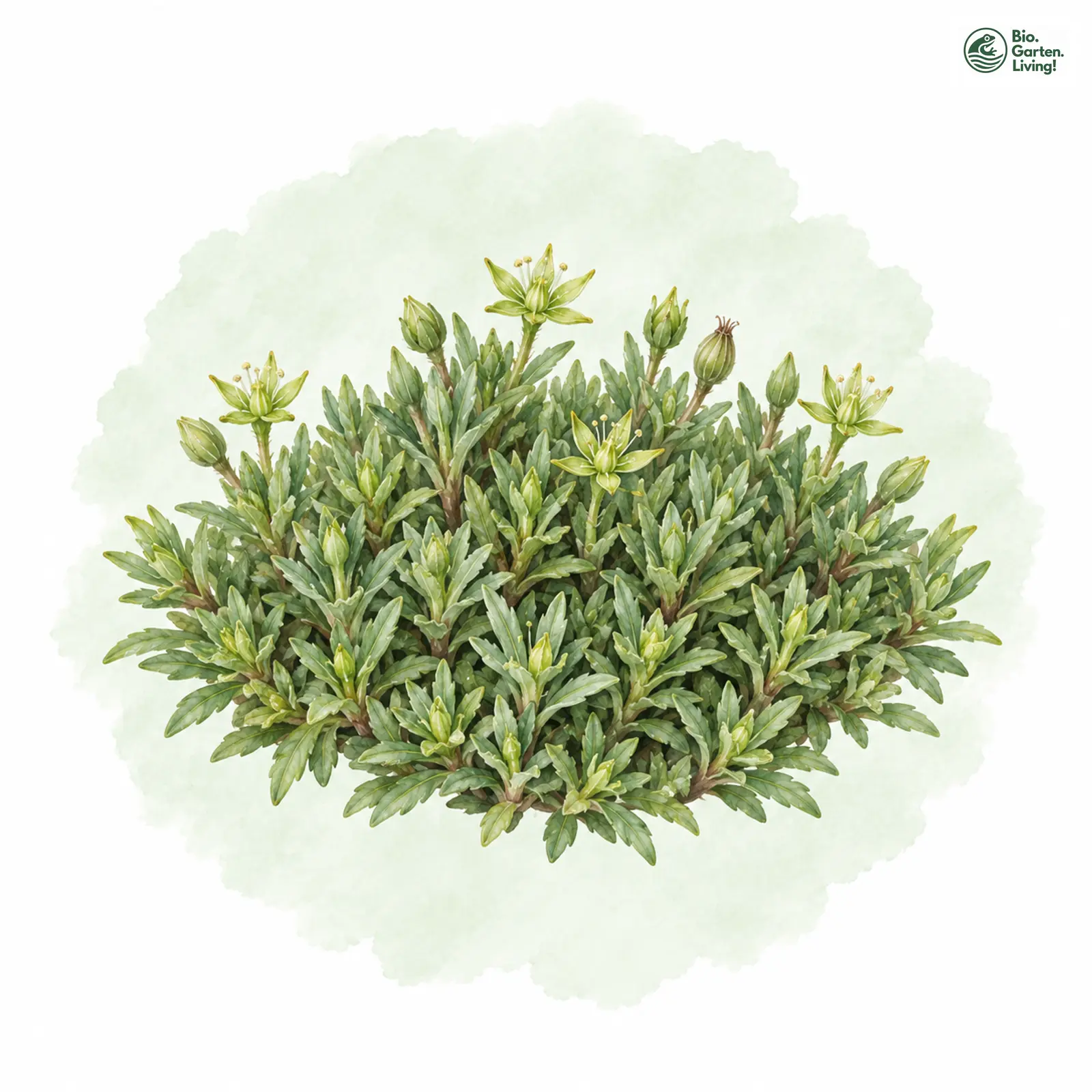 Aquarellzeichnung: Zwerg-Miere (Minuartia sedoides)