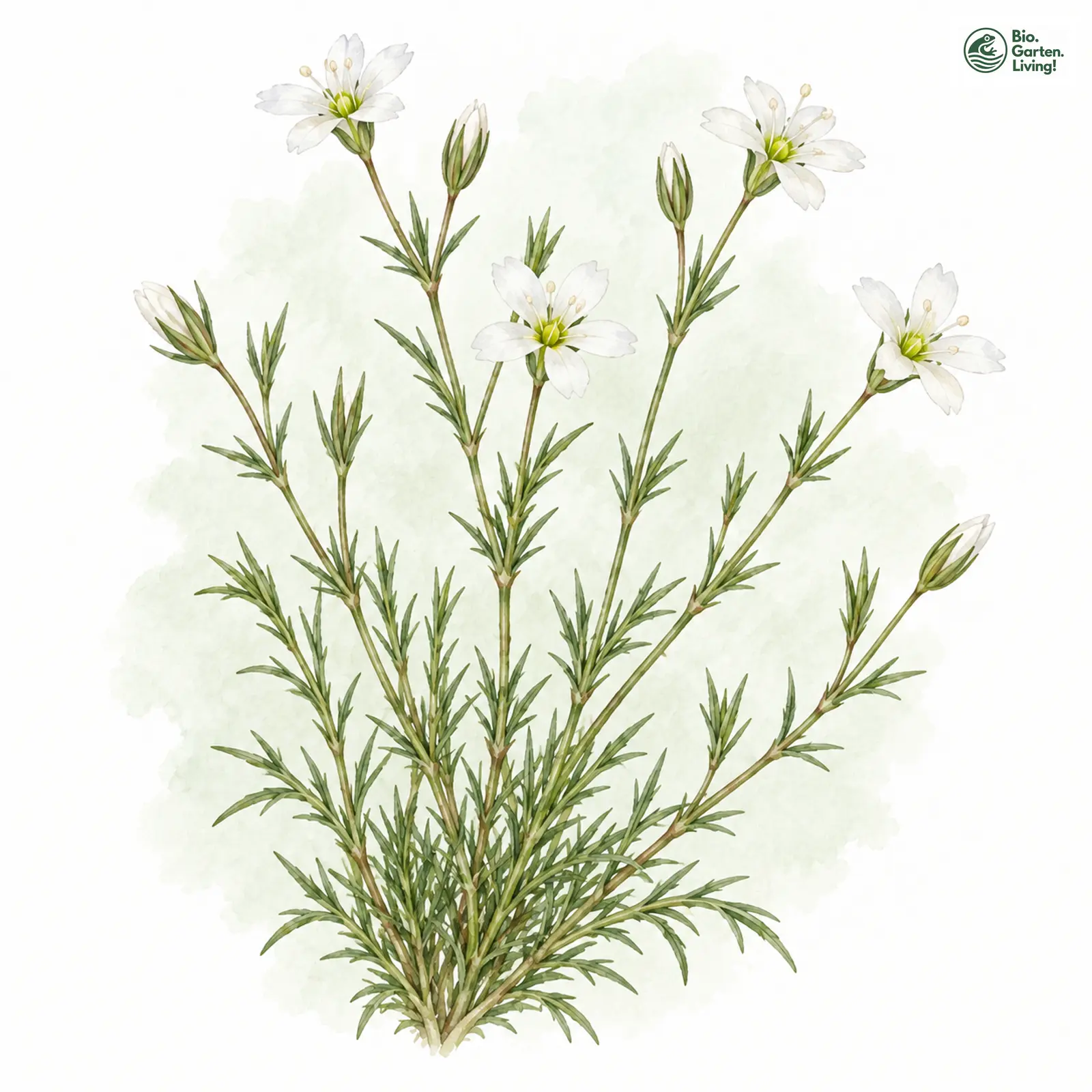 Aquarellzeichnung: Borsten-Miere (Minuartia setacea)