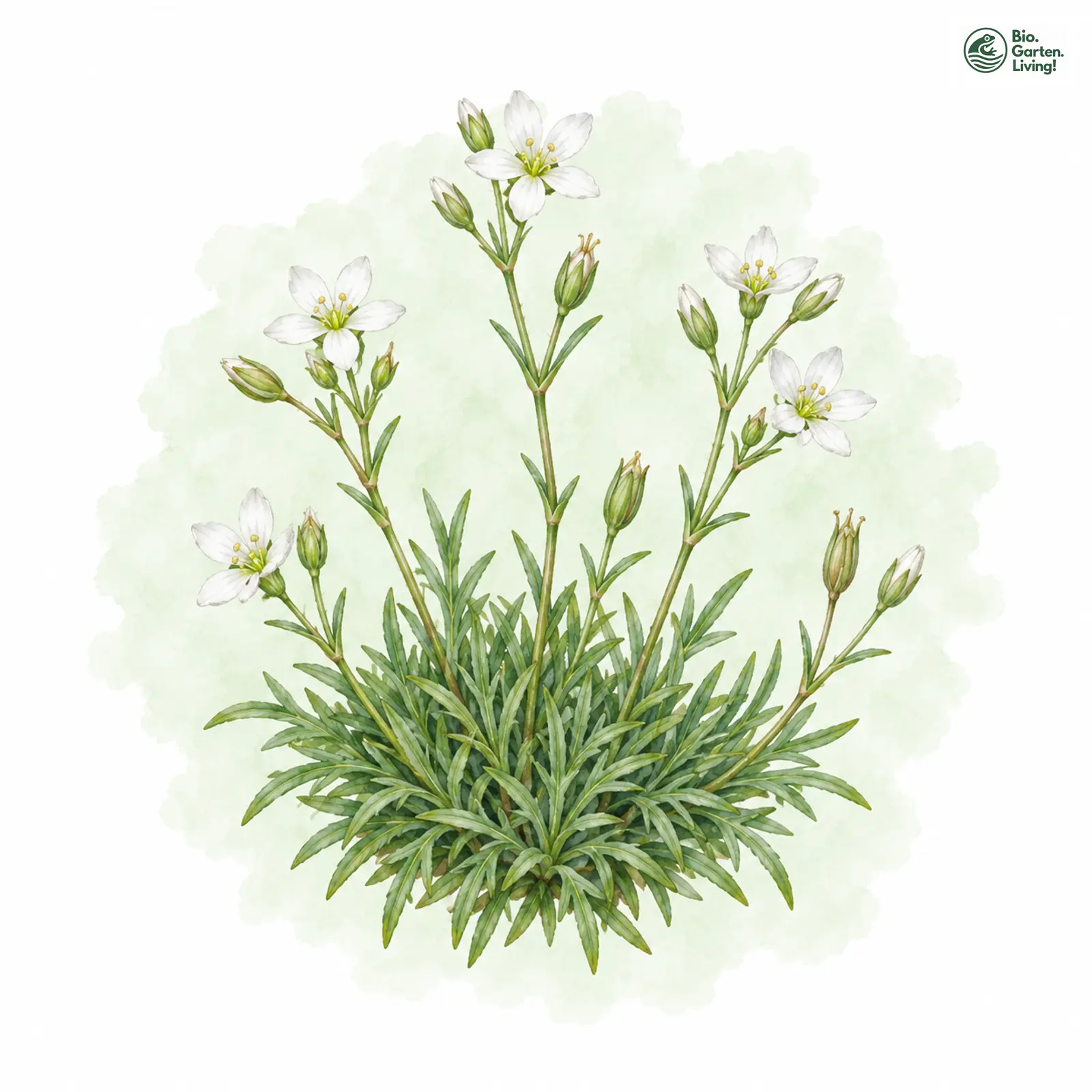 Aquarellzeichnung: Frühlings-Miere (I. E. S.) (Minuartia verna (im engeren Sinne))