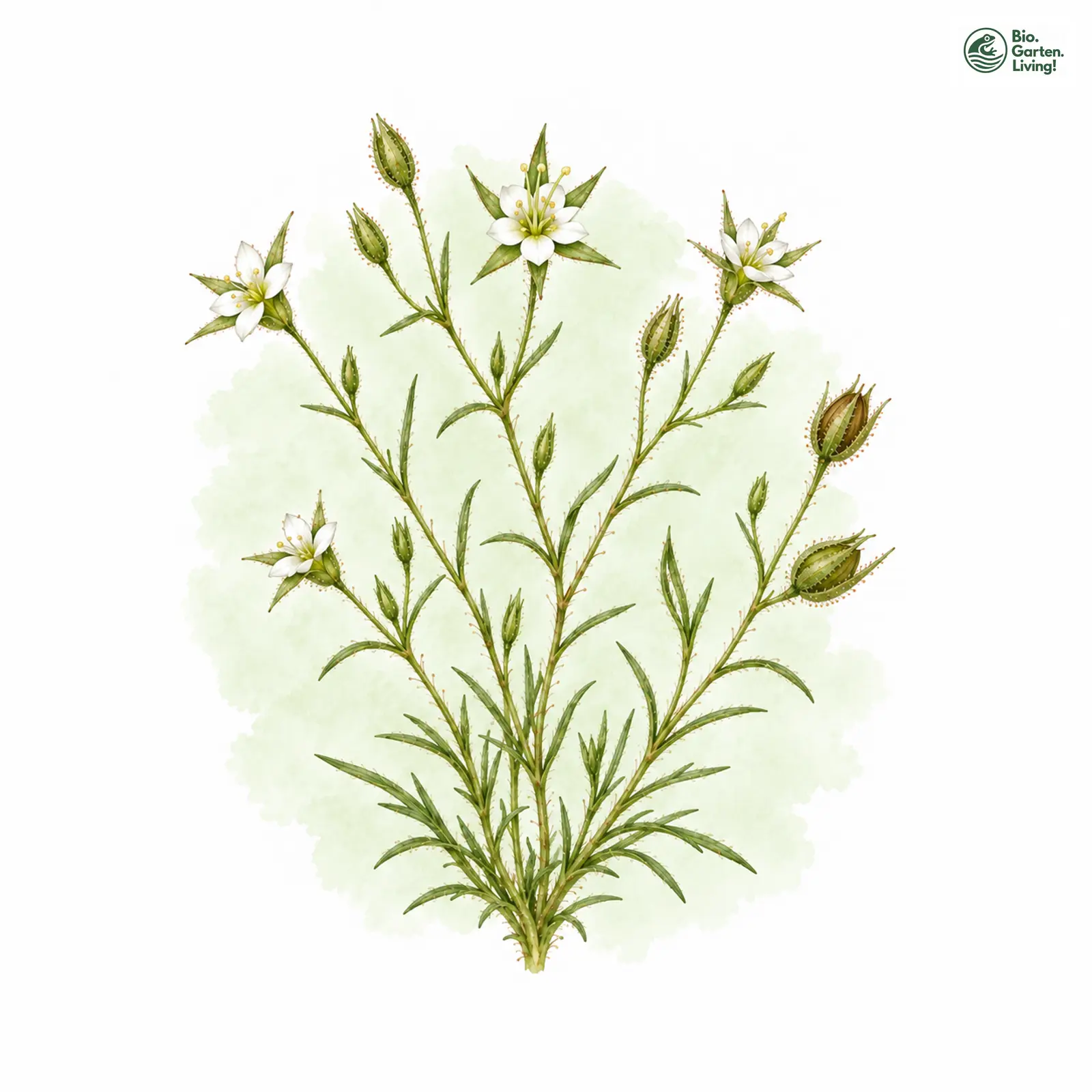 Aquarellzeichnung: Klebrige Miere (Minuartia viscosa)