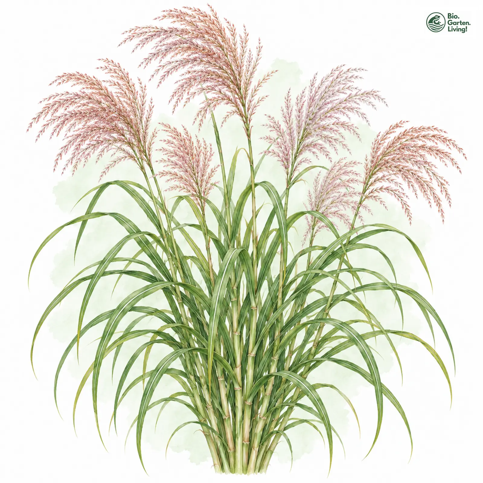 Aquarellzeichnung: Chinaschilf (Miscanthus sinensis)