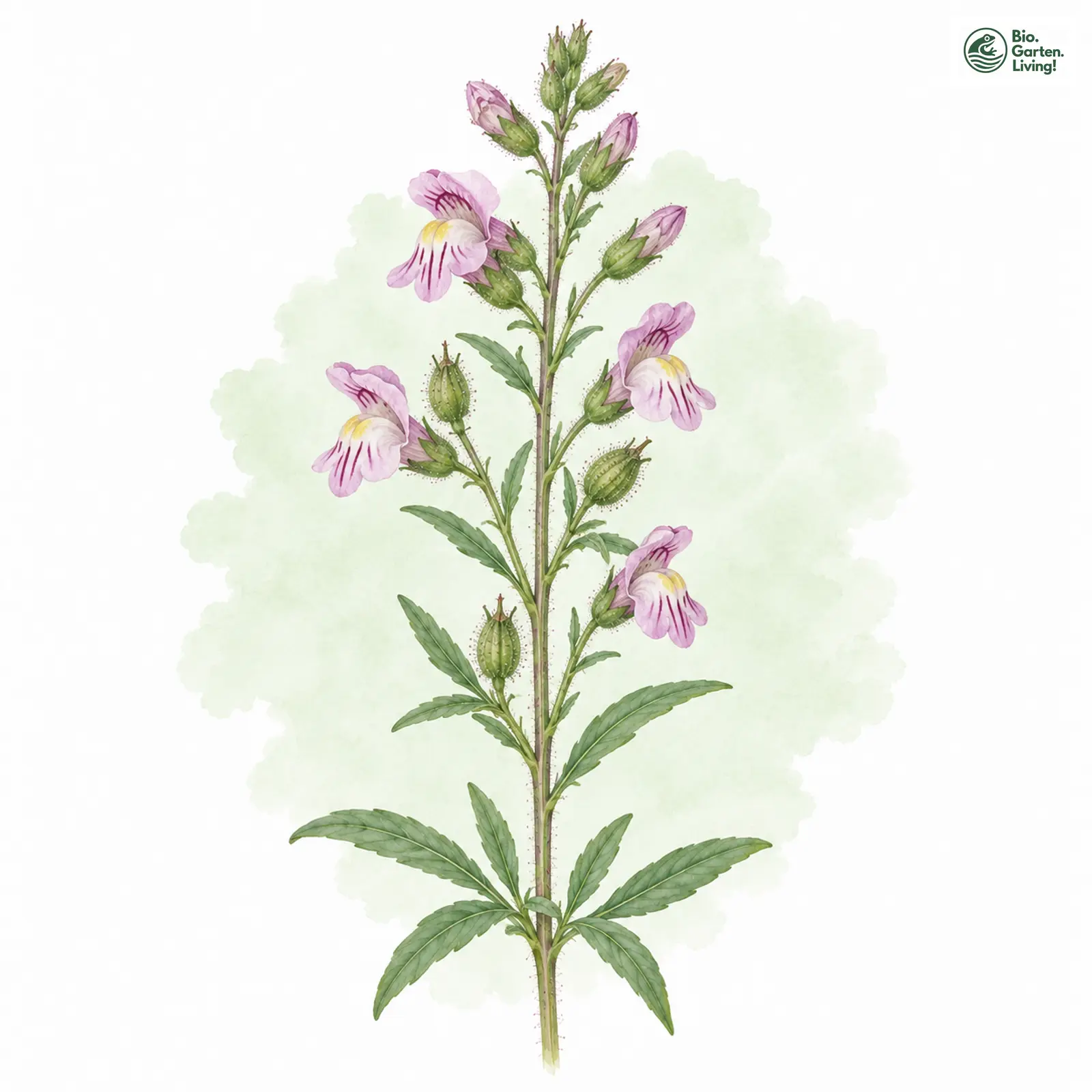 Aquarellzeichnung: Gewöhnliches Katzenmaul (Misopates orontium)