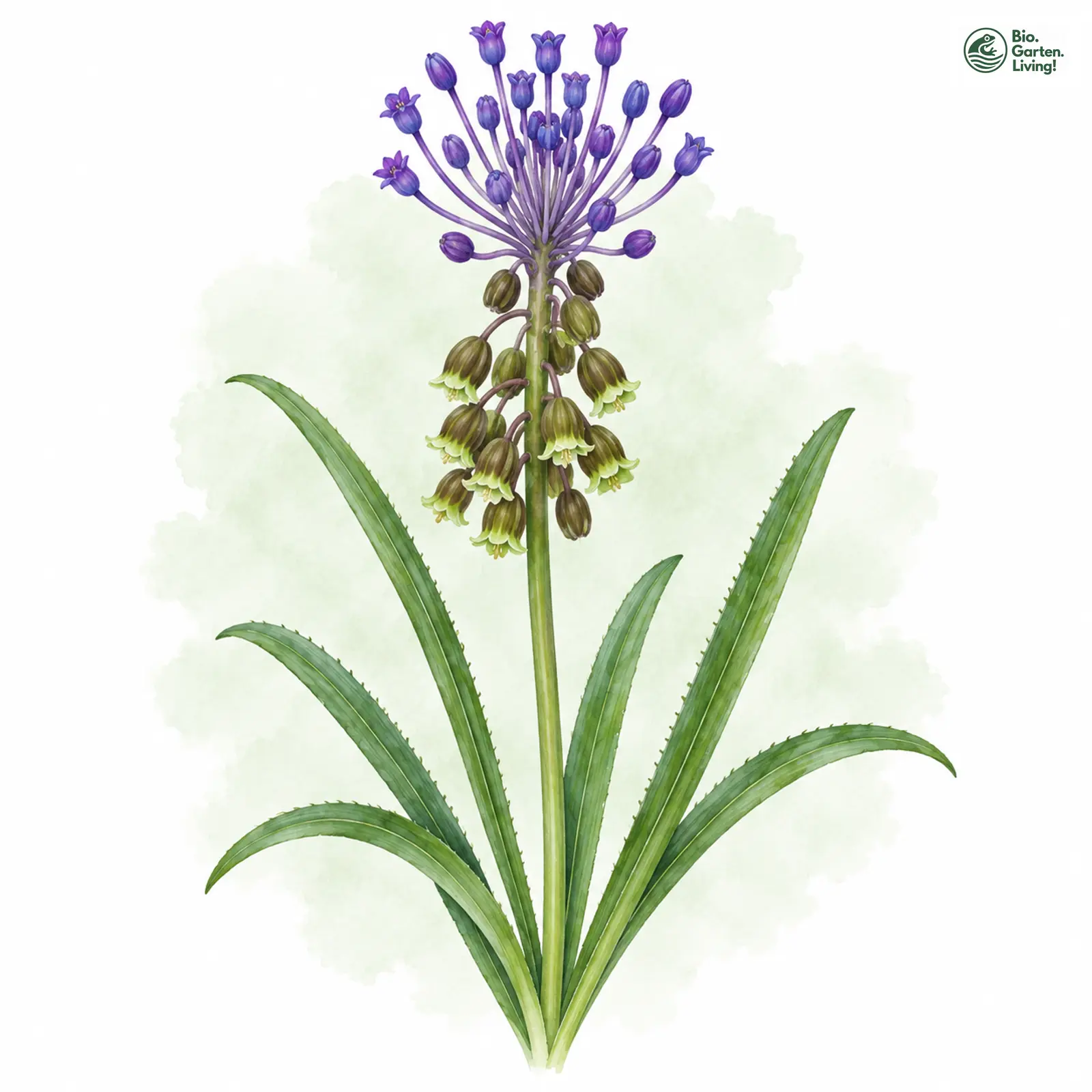 Aquarellzeichnung: Schopf-Träubel (Muscari comosum)