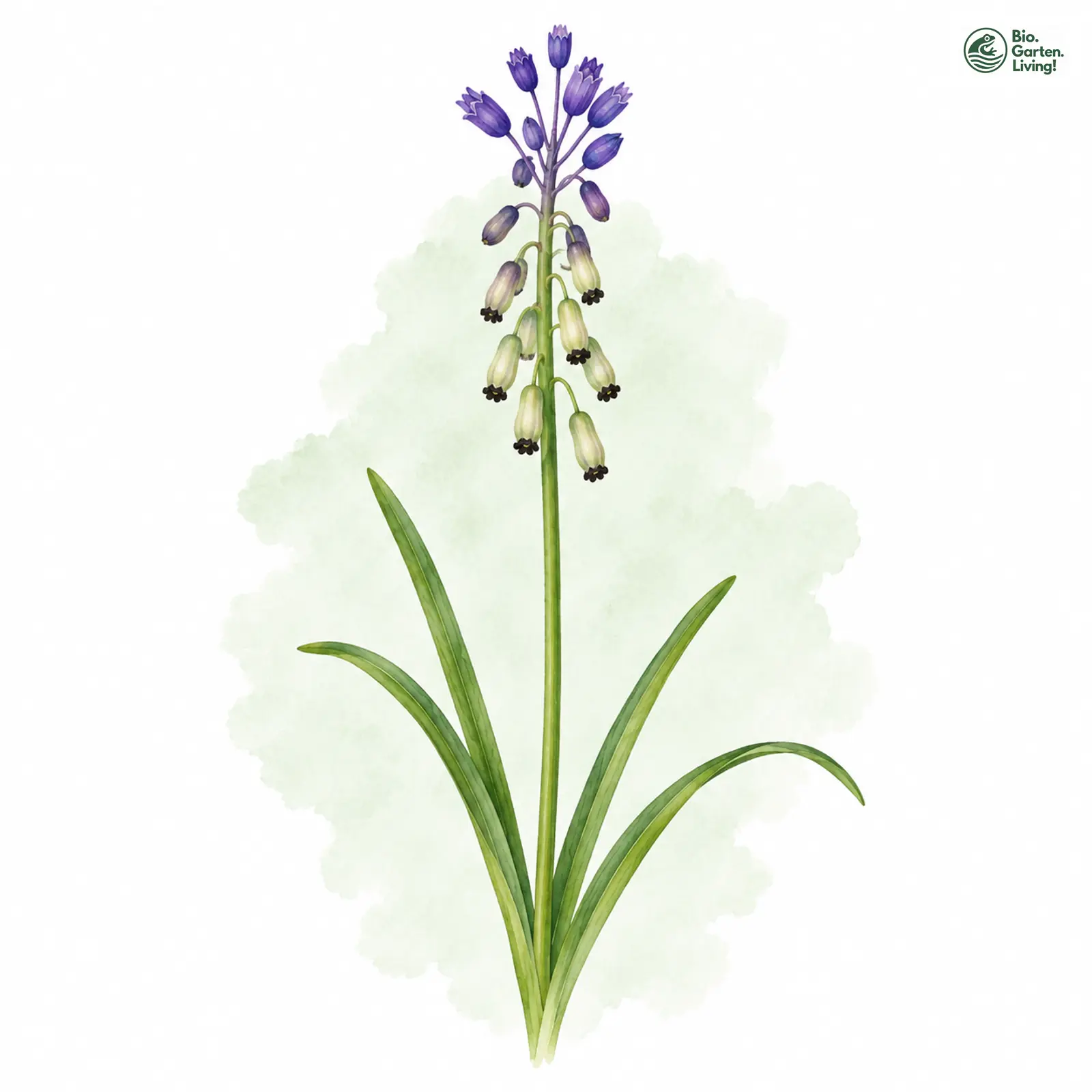 Aquarellzeichnung: Schmalblütiges Träubel (Muscari tenuiflorum)