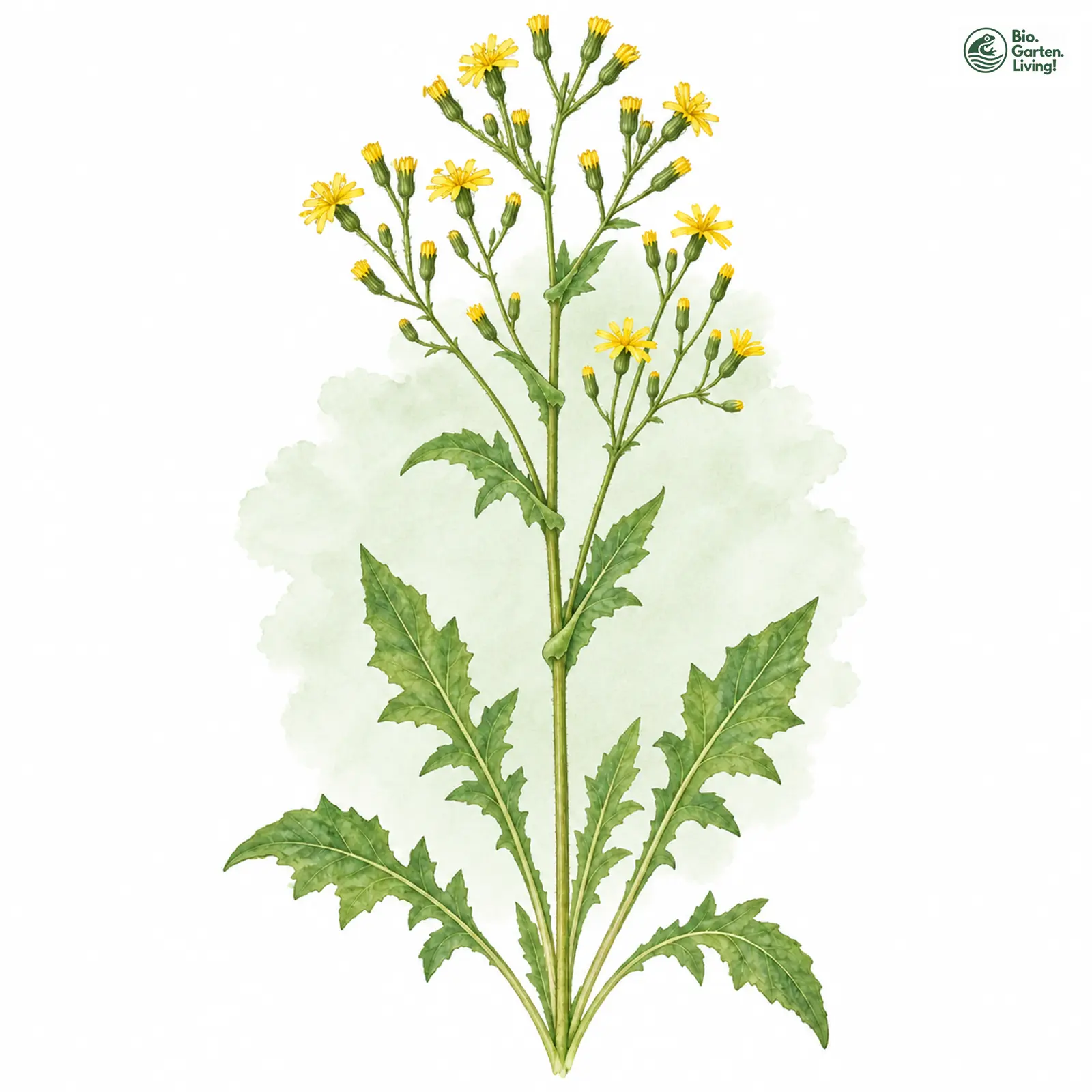 Aquarellzeichnung: Gewöhnlicher Mauerlattich (Mycelis muralis)