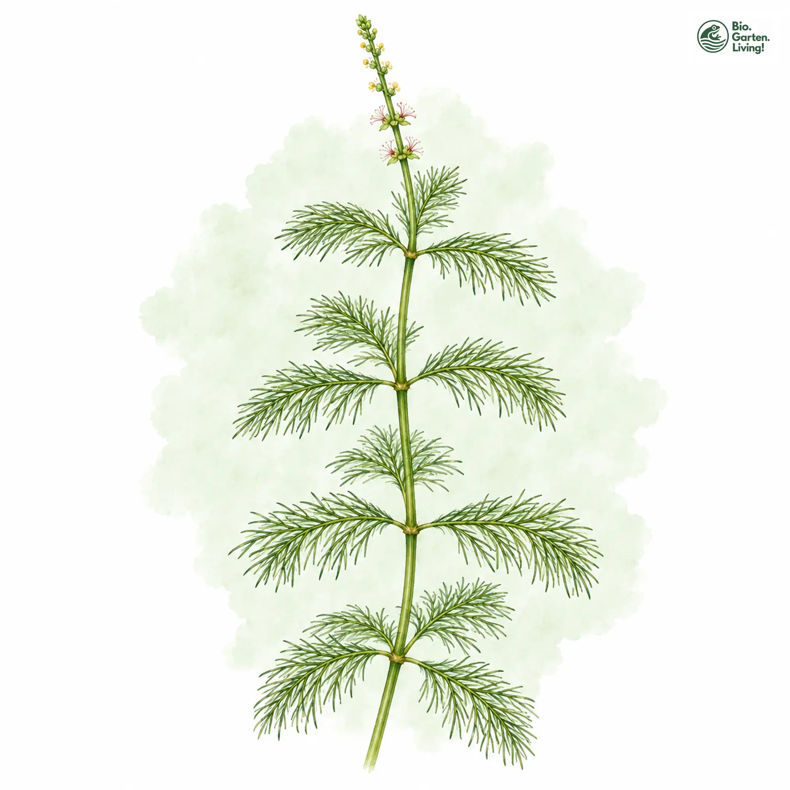 Aquarellzeichnung: Wechselblütiges Tausendblatt (Myriophyllum alterniflorum)