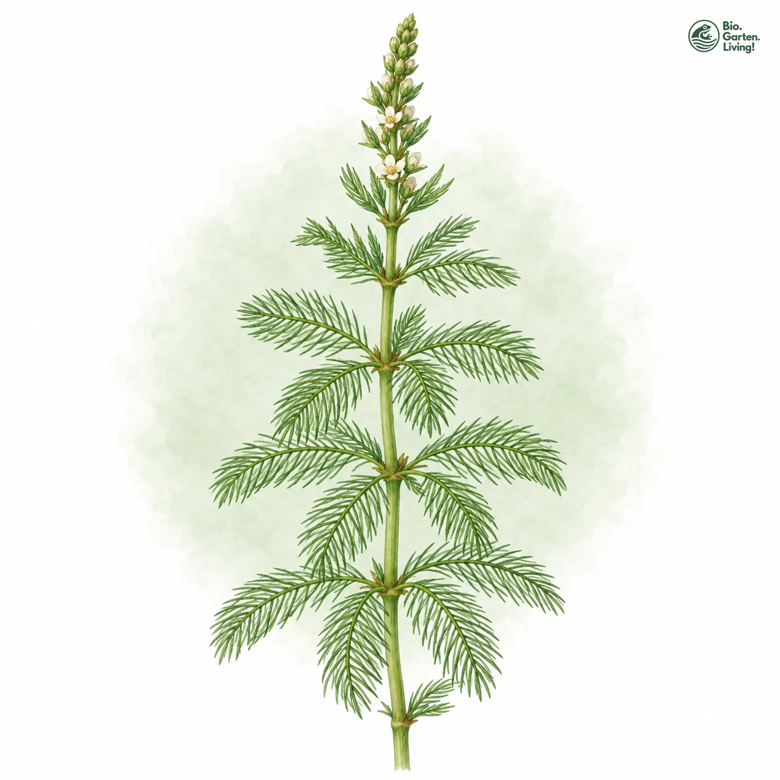 Aquarellzeichnung: Quirl-Tausendblatt (Myriophyllum verticillatum)