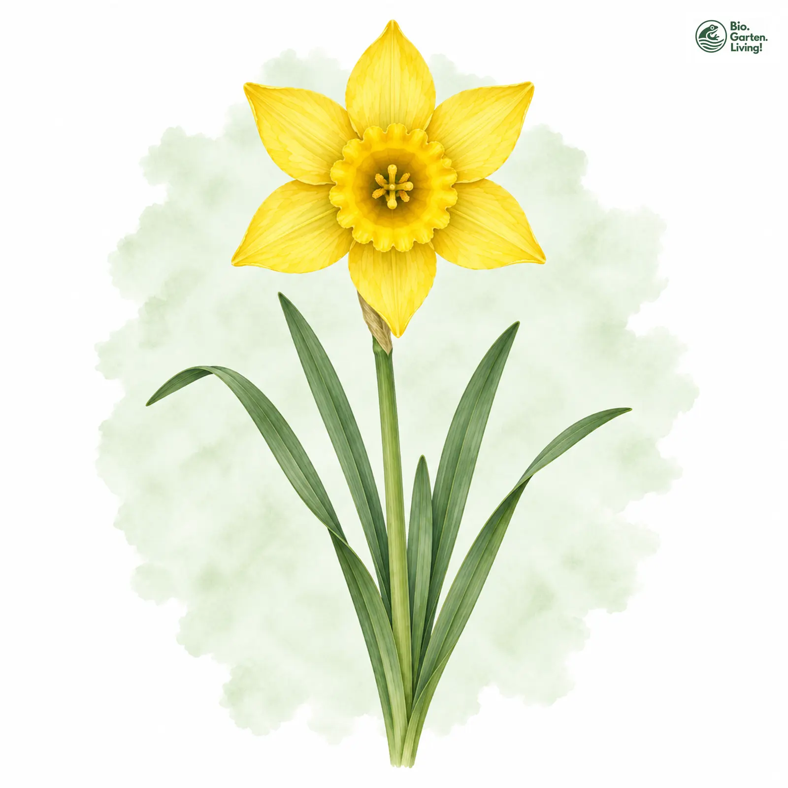 Aquarellzeichnung: Gelbe Narzisse (Narcissus pseudonarcissus)