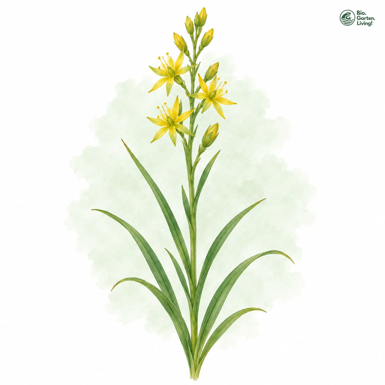 Aquarellzeichnung: Moor-Ährenlilie (Narthecium ossifragum)