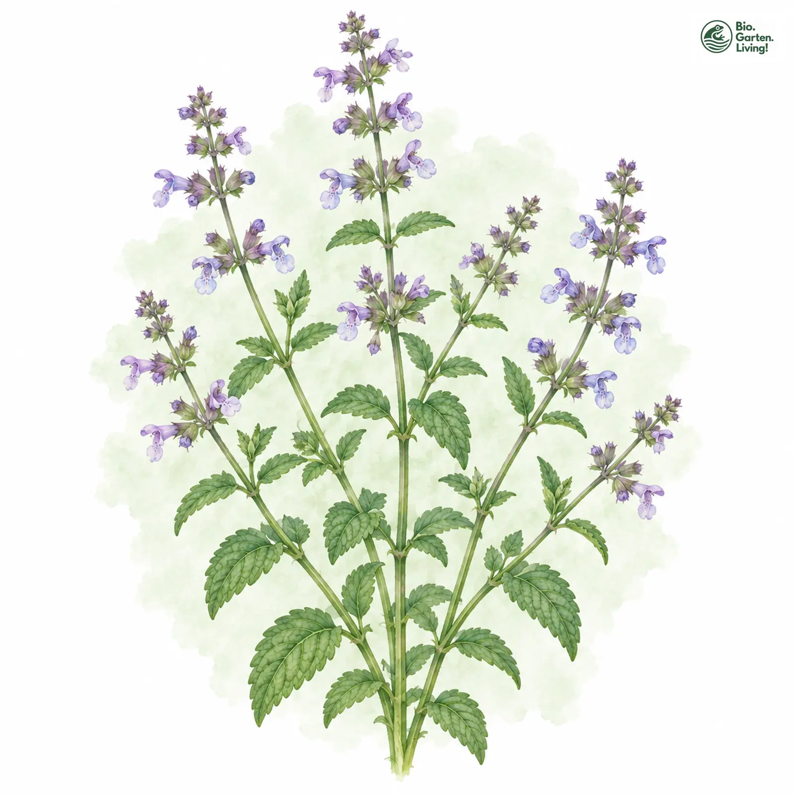 Aquarellzeichnung: Pannonische Katzenminze (Nepeta nuda)