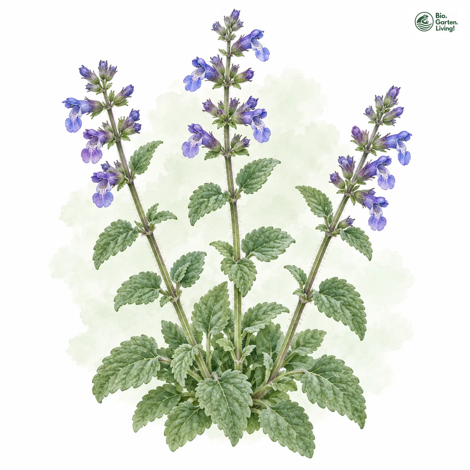 Aquarellzeichnung: Trauben-Katzenminze (Nepeta racemosa)