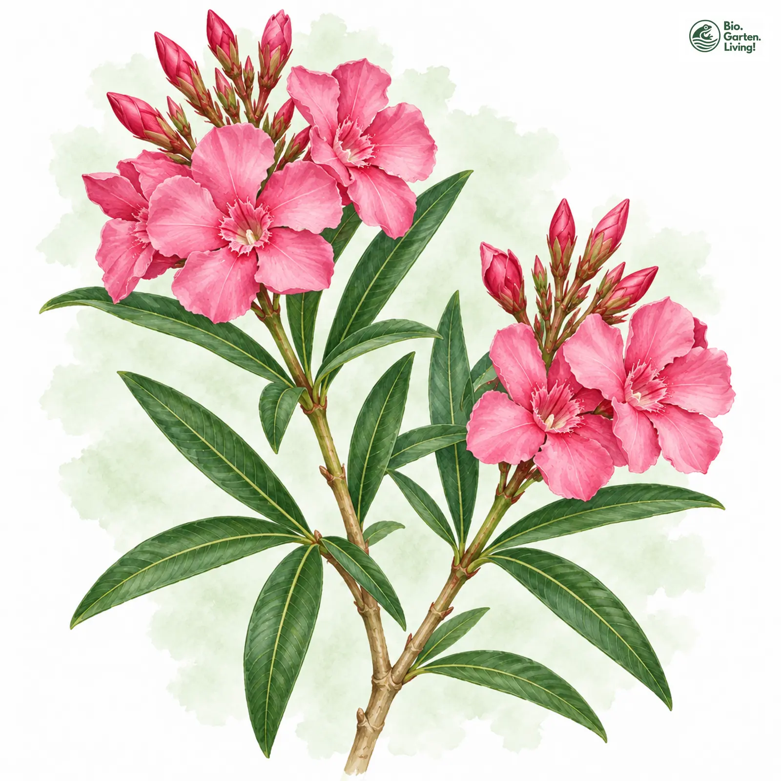 Aquarellzeichnung: Oleander (Nerium oleander)