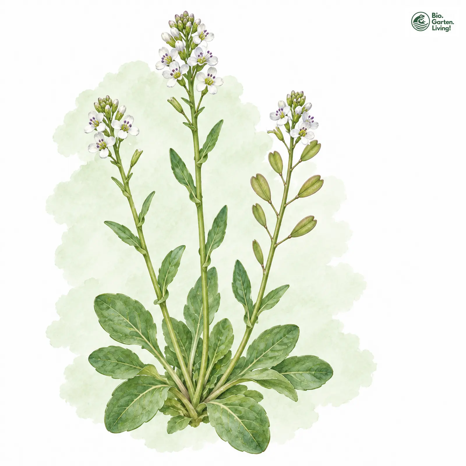 Aquarellzeichnung: Gebirgs-Täschelkraut (Noccaea caerulescens)
