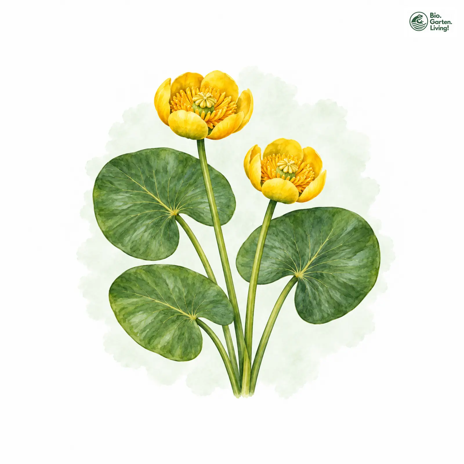 Aquarellzeichnung: Große Teichrose (Nuphar lutea)