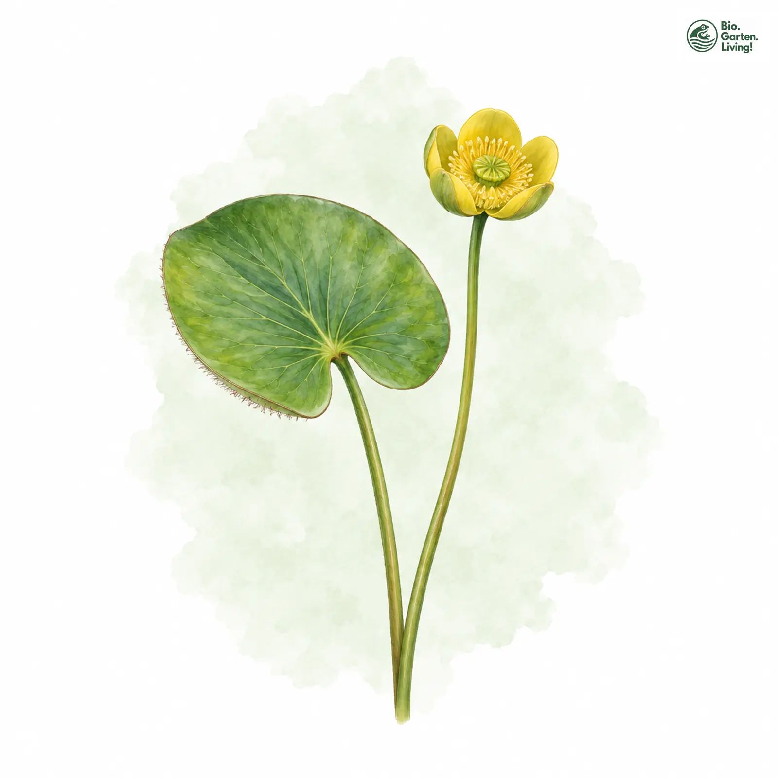 Aquarellzeichnung: Zwerg-Teichrose (Nuphar pumila)