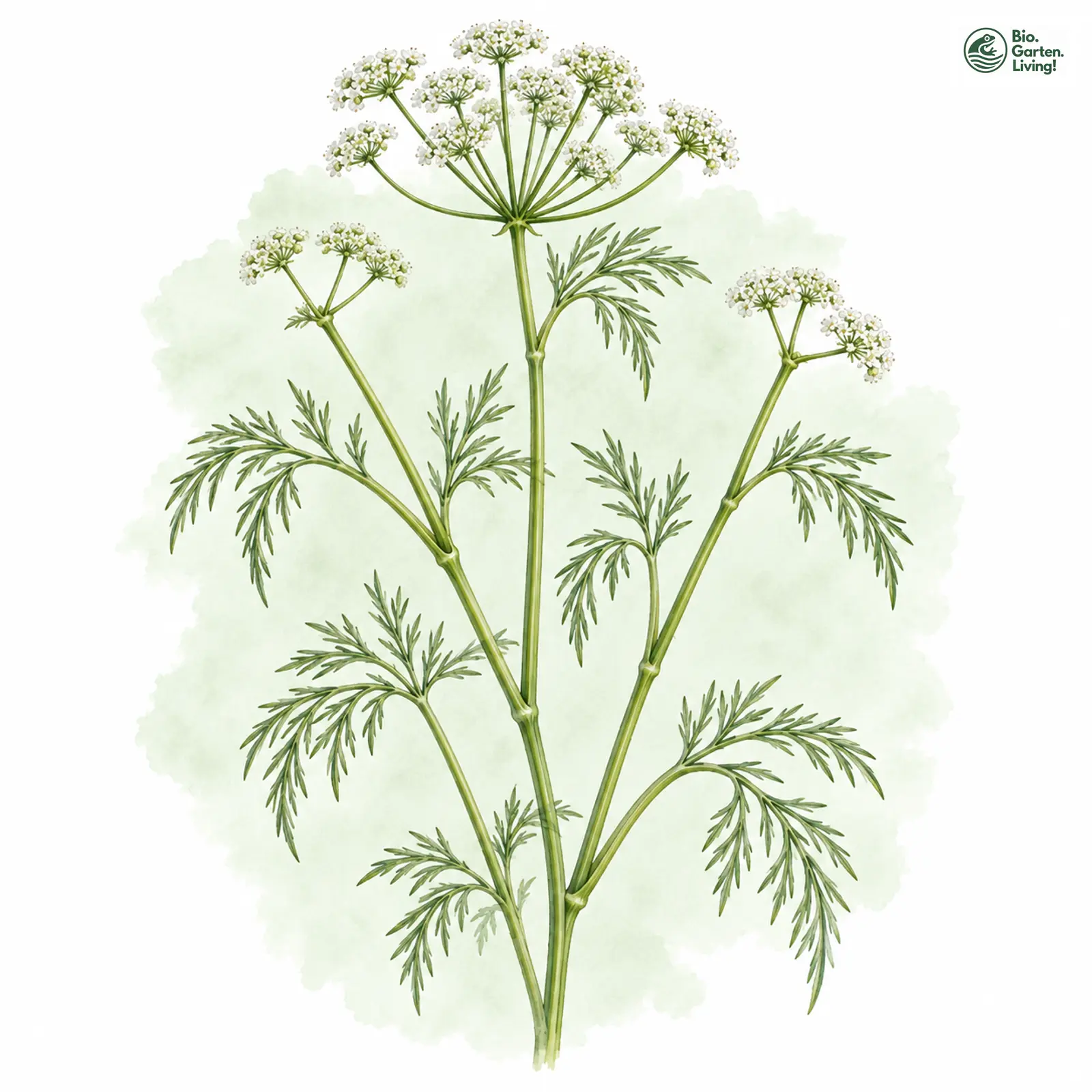 Aquarellzeichnung: Röhrige Pferdesaat (Oenanthe fistulosa)