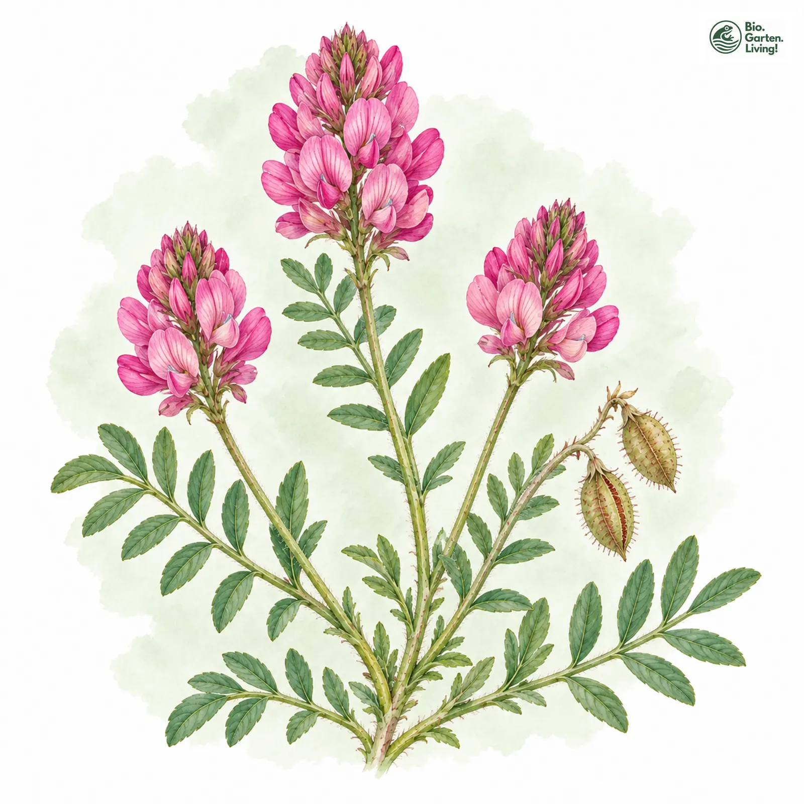 Aquarellzeichnung: Berg-Esparsette (Onobrychis montana)