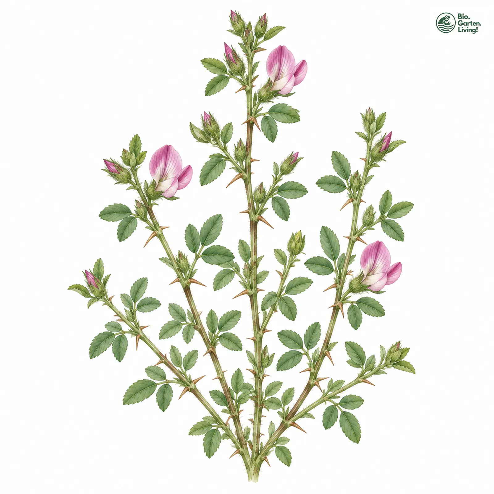 Aquarellzeichnung: Dornige Hauhechel (Ononis spinosa (im engeren Sinne))