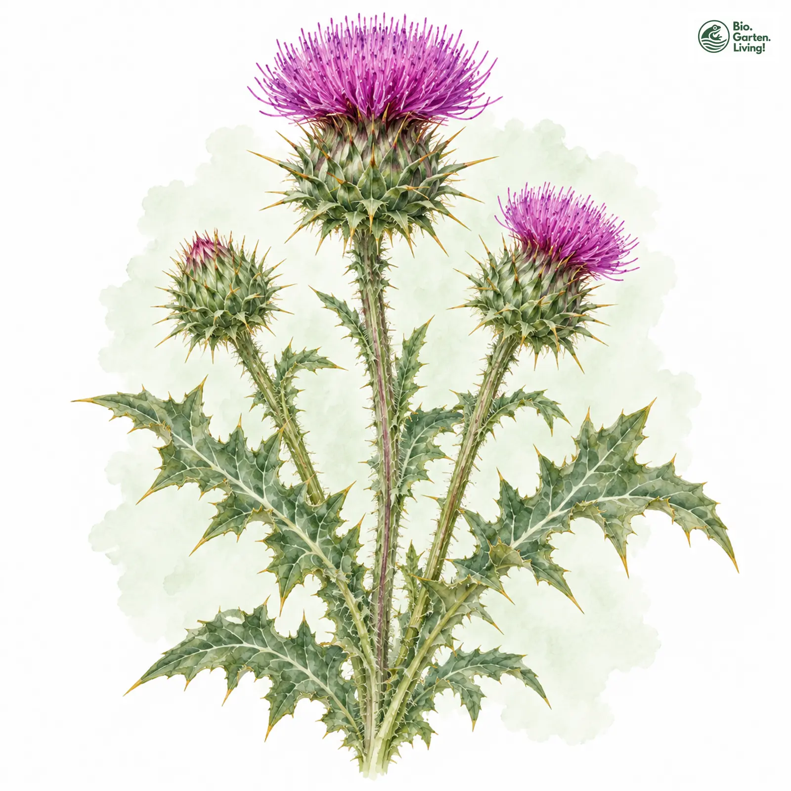 Aquarellzeichnung: Gewöhnliche Eselsdistel (Onopordum acanthium)