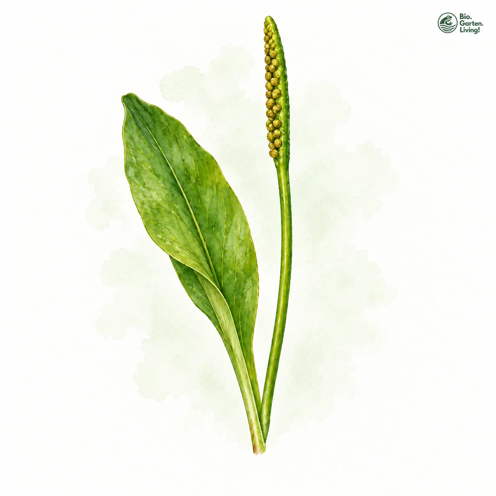 Aquarellzeichnung: Gewöhnliche Natternzunge (Ophioglossum vulgatum)